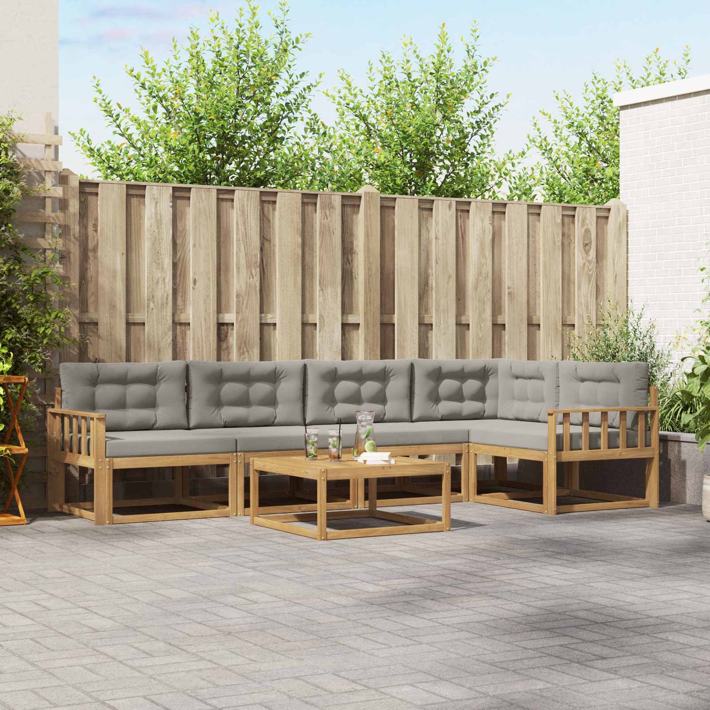 Buiten bankenset 6 pcs Wit en Lichtgrijs 79 x 79 x 37 cm is nu te koop bij PeponiXL, paradijselijk wonen!