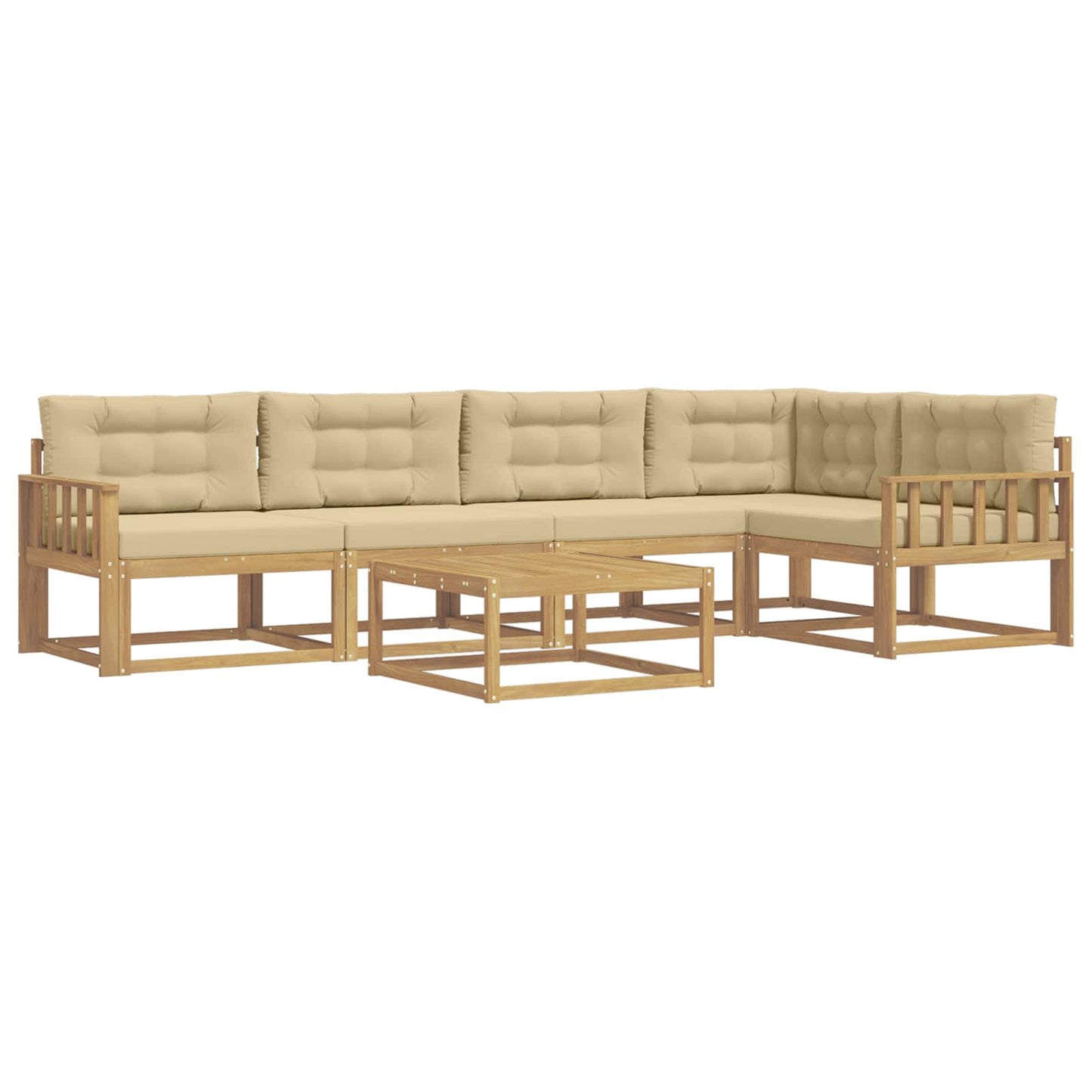 Buiten bankenset 6 pcs Wit en Beige 79 x 79 x 37 cm Polyester is nu te koop bij PeponiXL, paradijselijk wonen!
