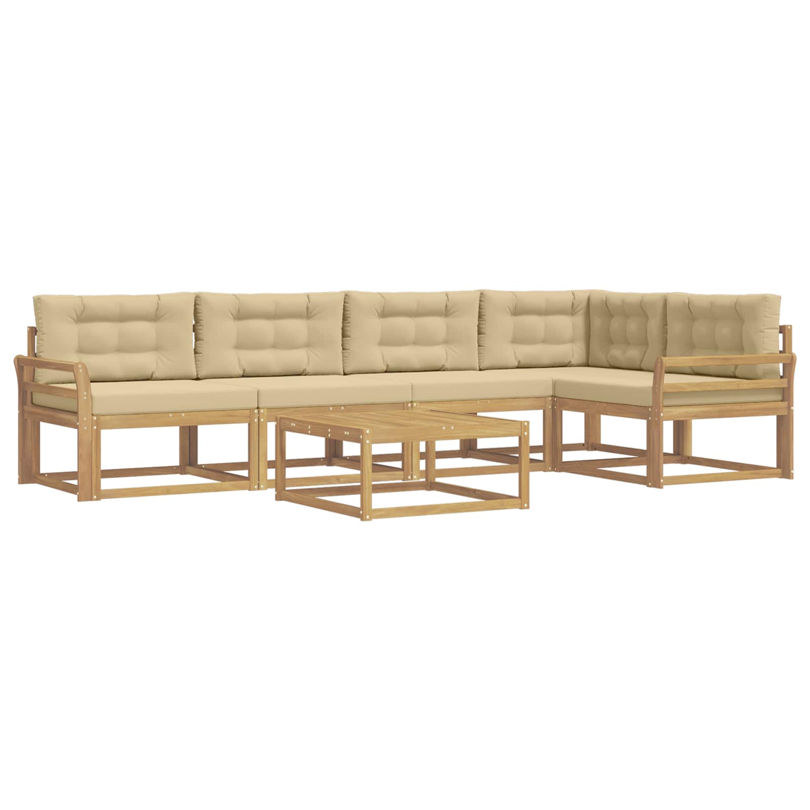 Buiten bankenset 6 pcs Wit en Beige 79 x 79 x 37 cm Polyester is nu te koop bij PeponiXL, paradijselijk wonen!