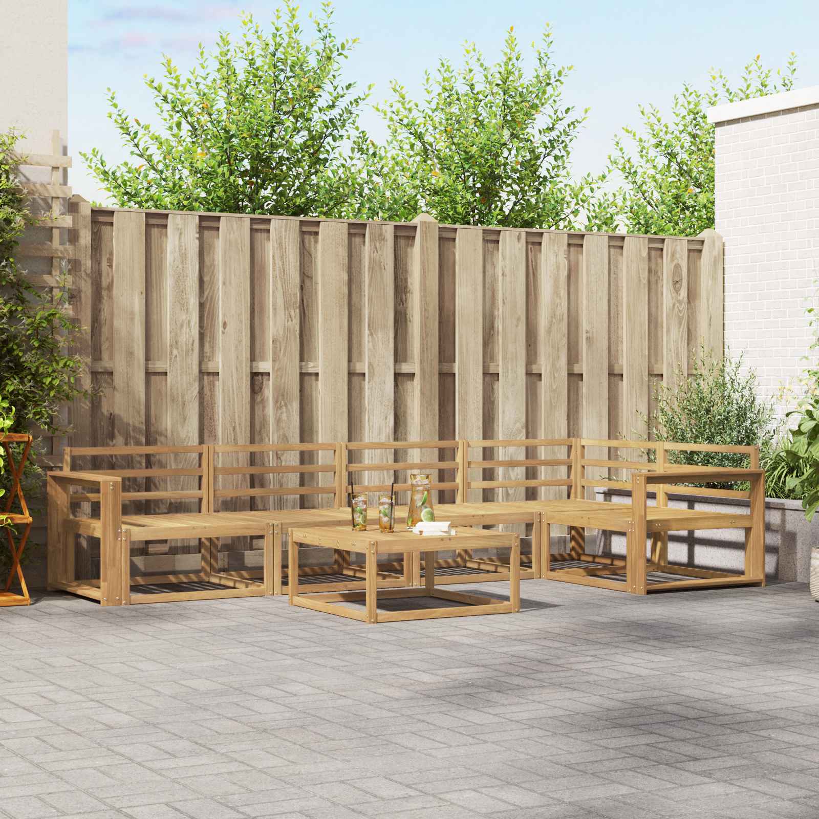 Buiten bankenset 6 pcs Wit 79 x 79 x 37 cm Massief Acaciahout is nu te koop bij PeponiXL, paradijselijk wonen!