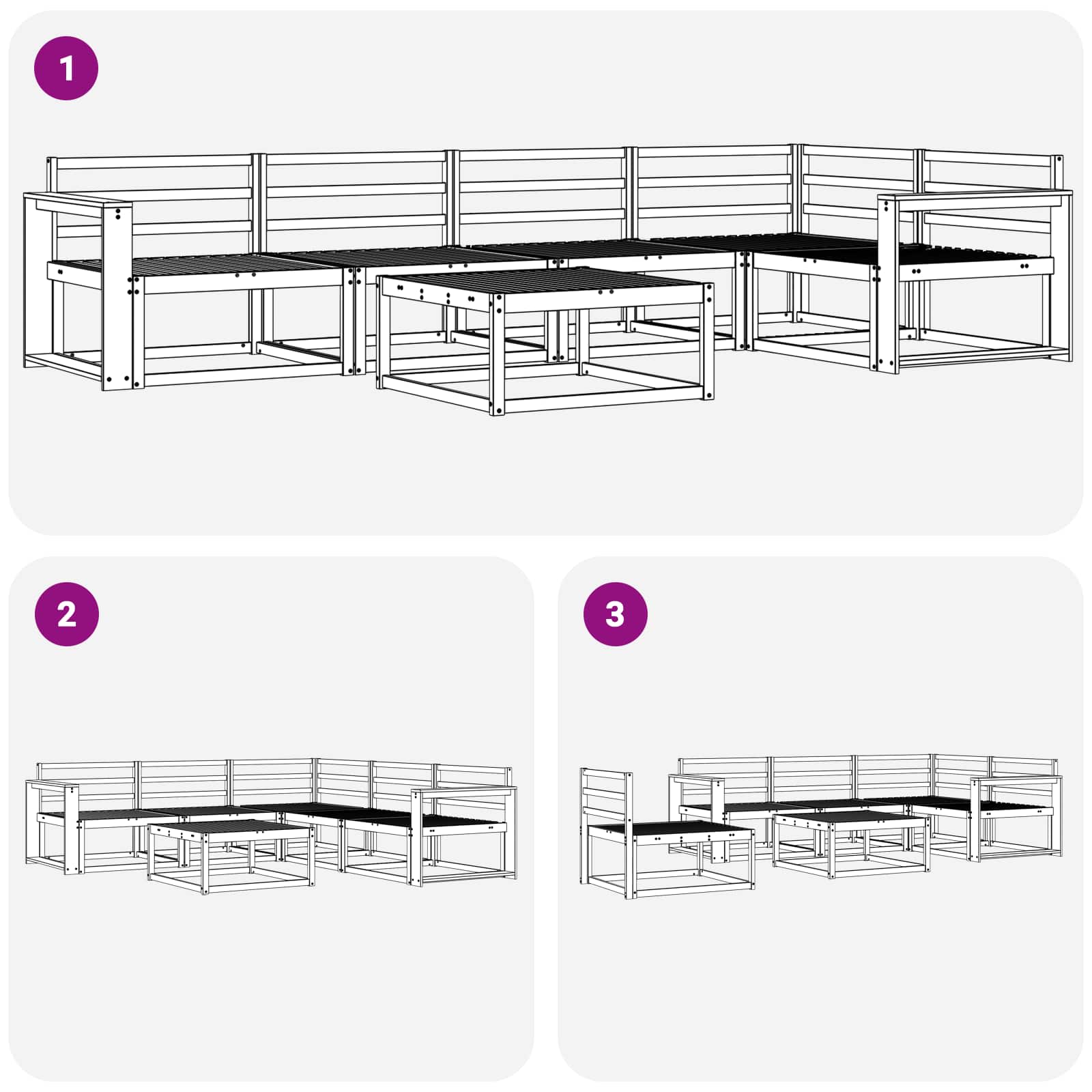 Buiten bankenset 6 pcs Wit 79 x 79 x 37 cm Massief Acaciahout is nu te koop bij PeponiXL, paradijselijk wonen!