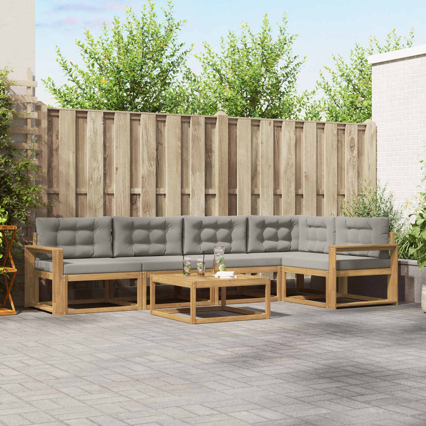 Buiten bankenset 6 pcs Wit en Lichtgrijs 79 x 79 x 37 cm is nu te koop bij PeponiXL, paradijselijk wonen!