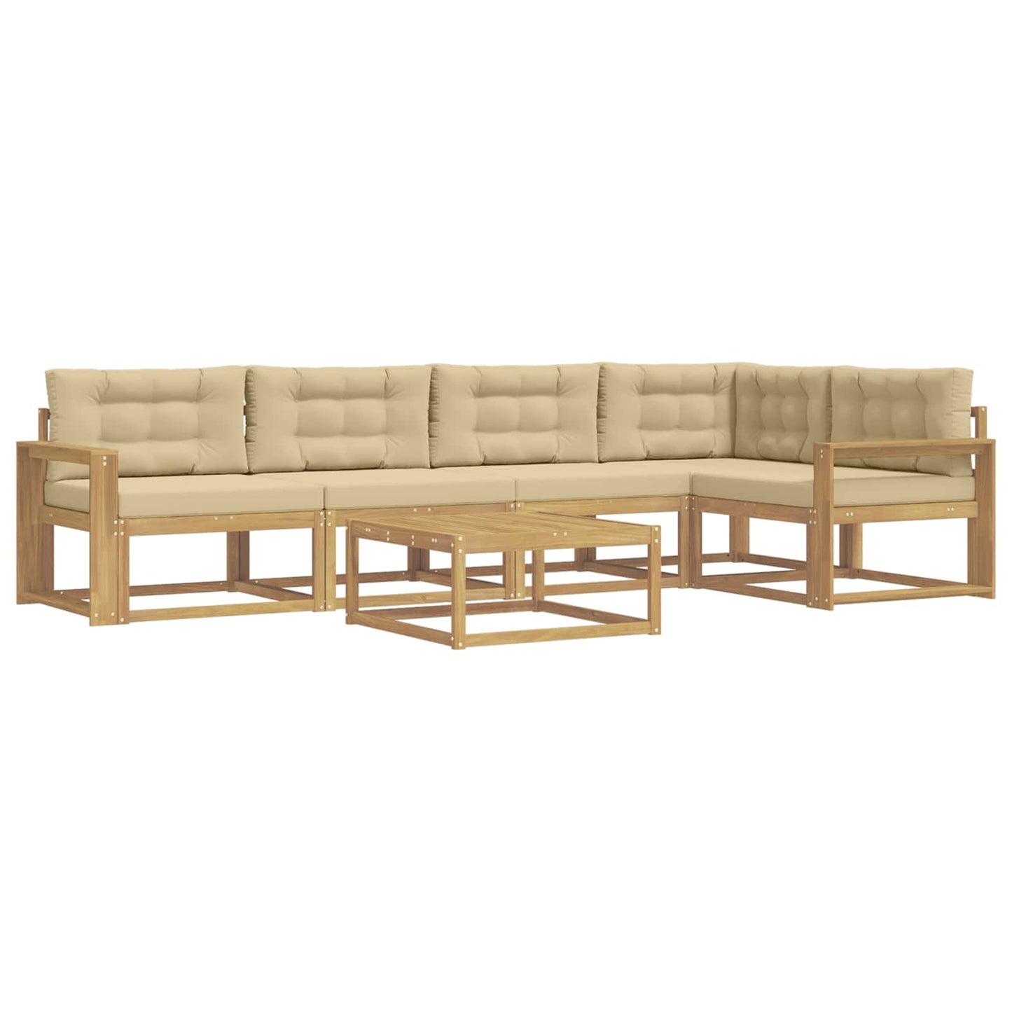 Buiten bankenset 6 pcs Wit en Beige 79 x 79 x 37 cm Polyester is nu te koop bij PeponiXL, paradijselijk wonen!