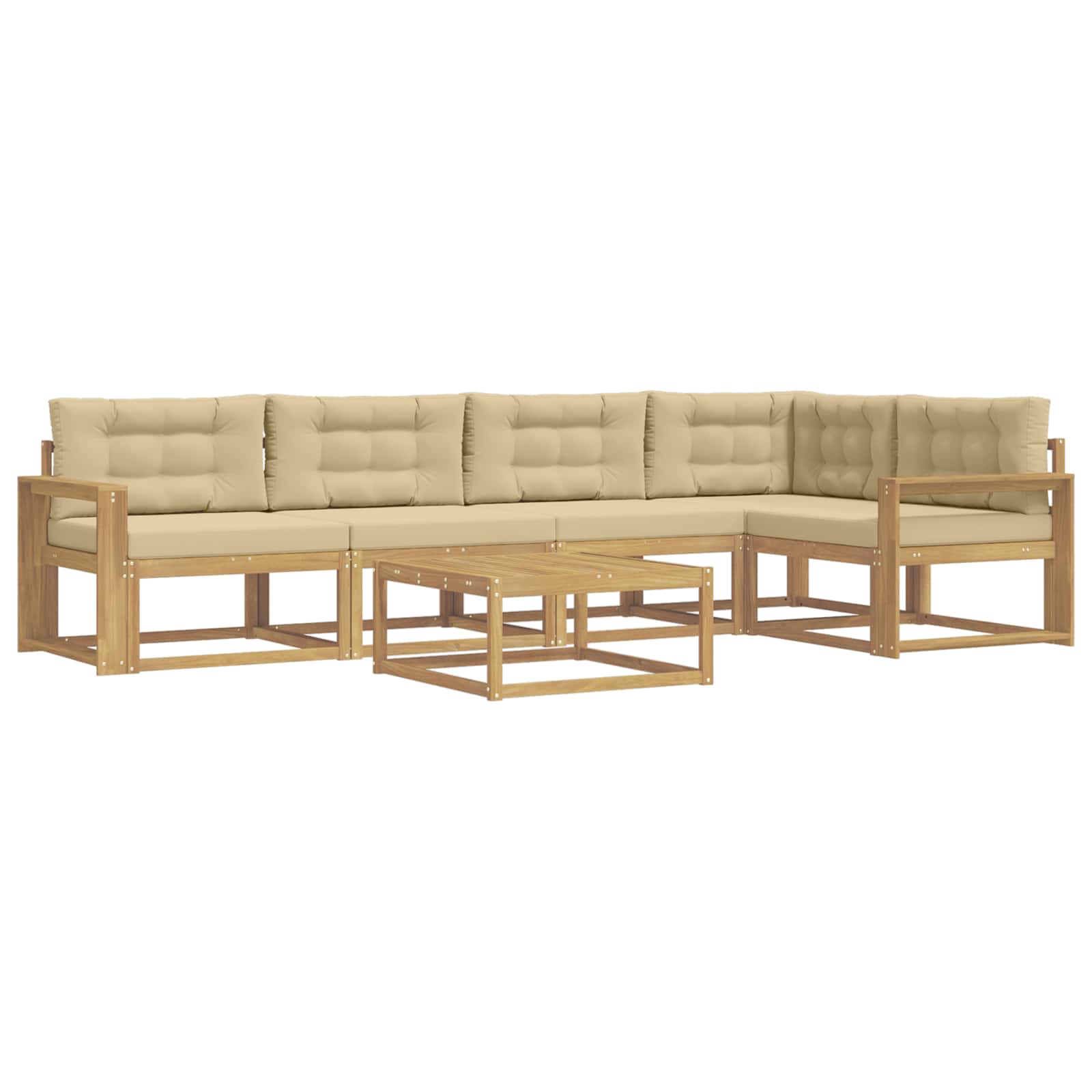 Buiten bankenset 6 pcs Wit en Beige 79 x 79 x 37 cm Polyester is nu te koop bij PeponiXL, paradijselijk wonen!