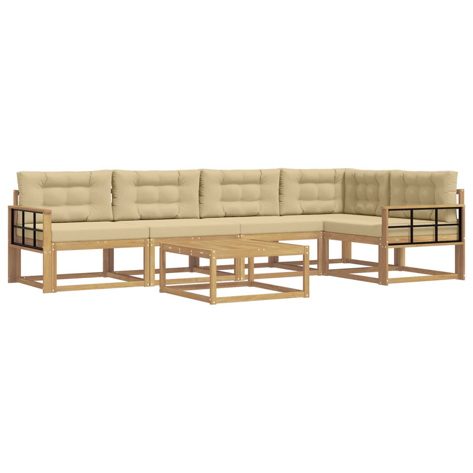 Buiten bankenset 6 pcs Wit en Beige 79 x 79 x 37 cm Polyester is nu te koop bij PeponiXL, paradijselijk wonen!
