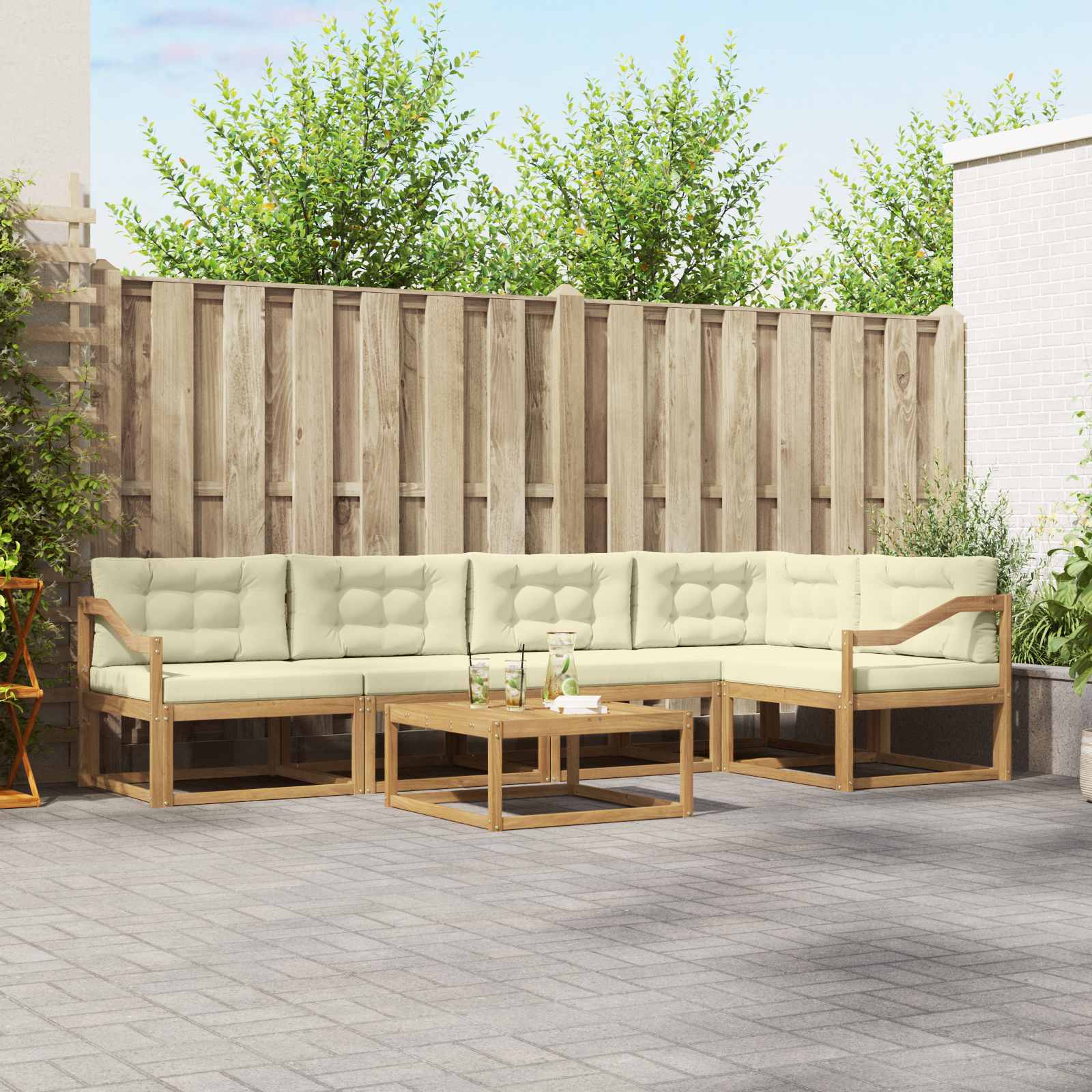 Buiten bankenset 6 pcs Wit en crèmekleurig 79 x 79 x 37 cm is nu te koop bij PeponiXL, paradijselijk wonen!