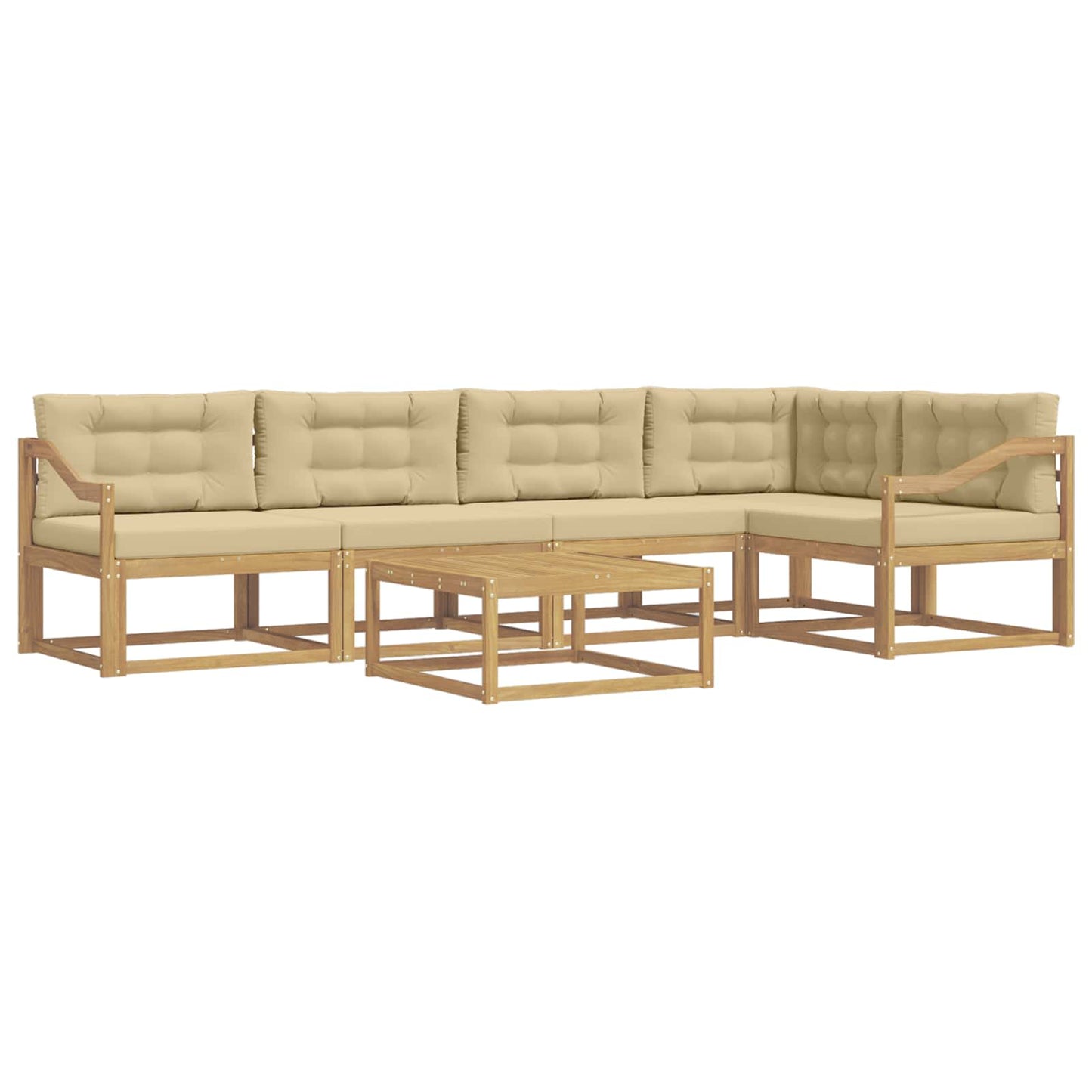 Buiten bankenset 6 pcs Wit en Beige 79 x 79 x 37 cm Polyester is nu te koop bij PeponiXL, paradijselijk wonen!