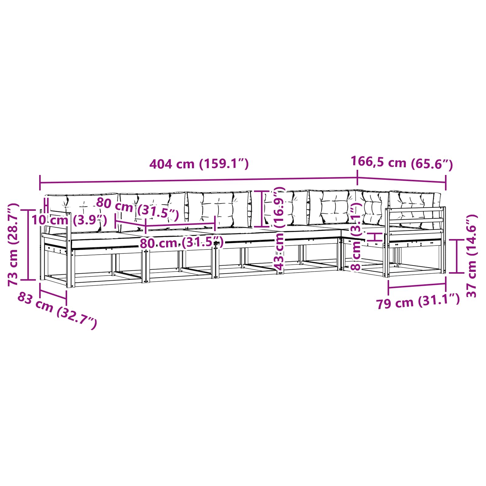 Buiten bankenset 4 pcs Wit en antracietkleurig Polyester is nu te koop bij PeponiXL, paradijselijk wonen!