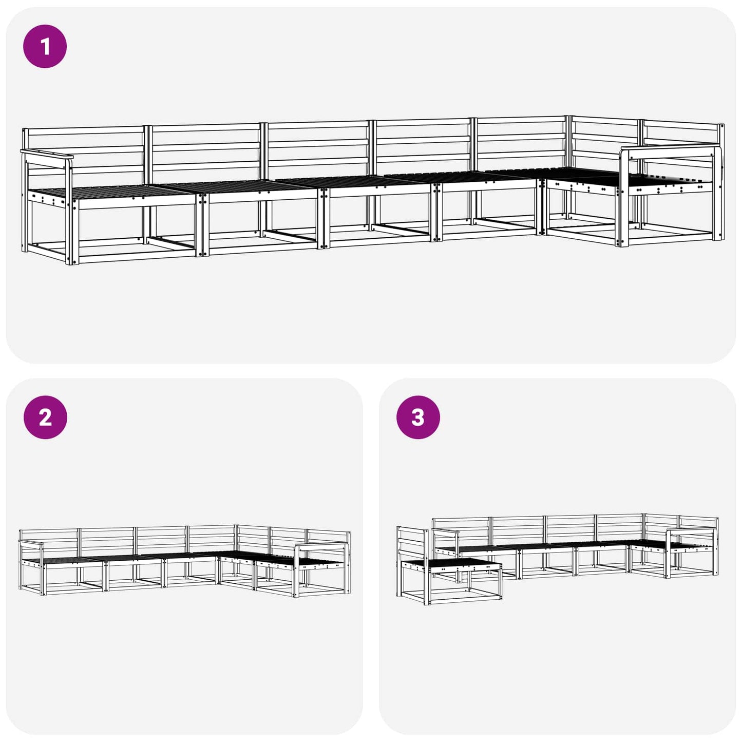 Buiten bankenset 6 pcs Wit 406 x 168,5 x 73 cm is nu te koop bij PeponiXL, paradijselijk wonen!