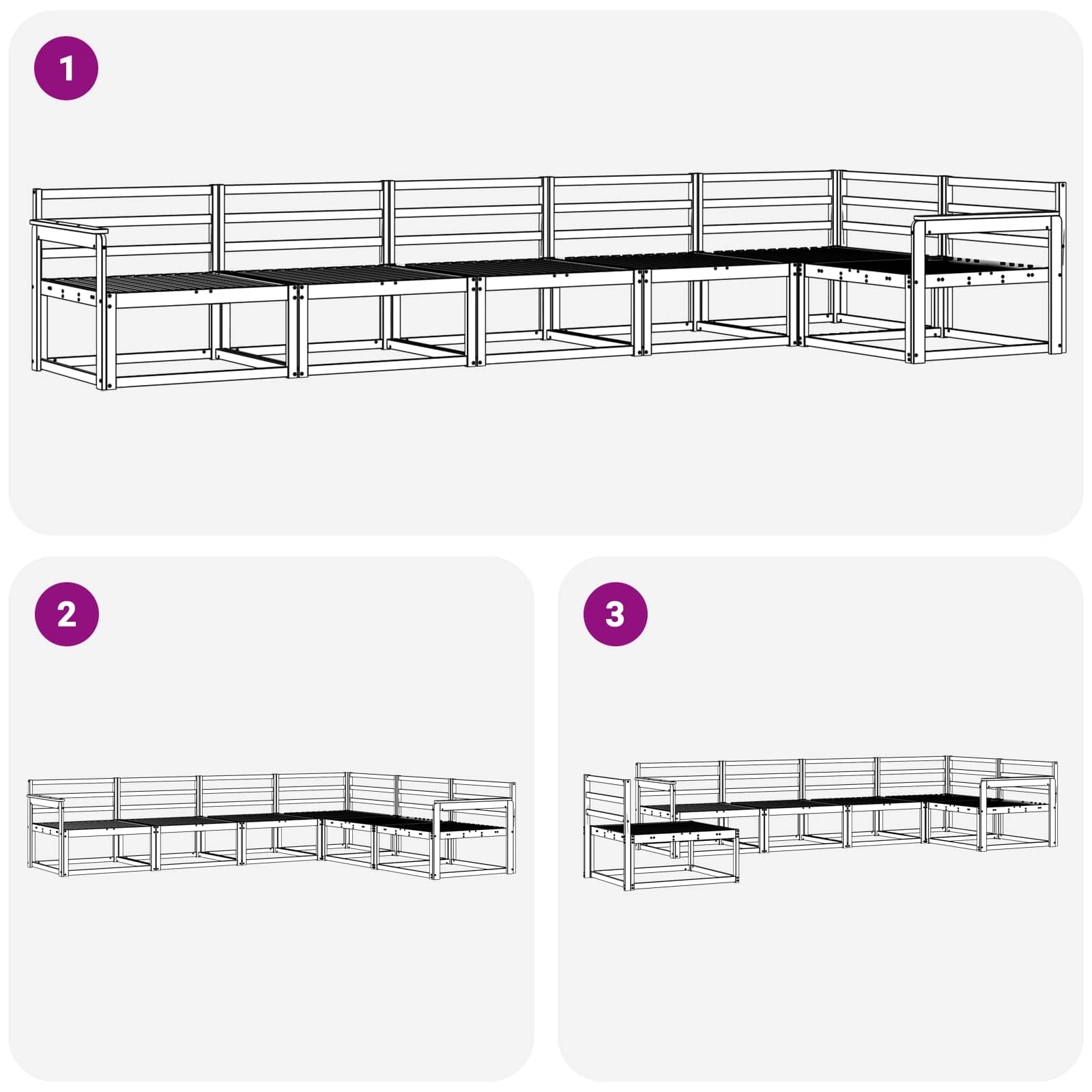 Buiten bankenset 6 pcs Wit 406 x 168,5 x 73 cm is nu te koop bij PeponiXL, paradijselijk wonen!
