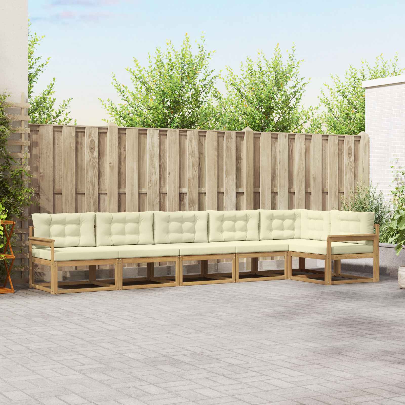 Buiten bankenset met kussen 4 pcs Wit en crèmekleurig Polyester is nu te koop bij PeponiXL, paradijselijk wonen!