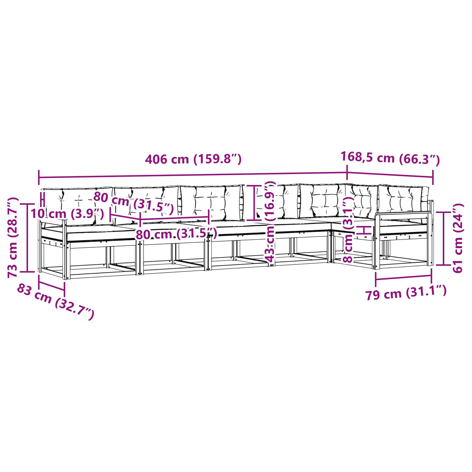 Buiten bankenset 4 pcs Wit en antracietkleurig Polyester is nu te koop bij PeponiXL, paradijselijk wonen!