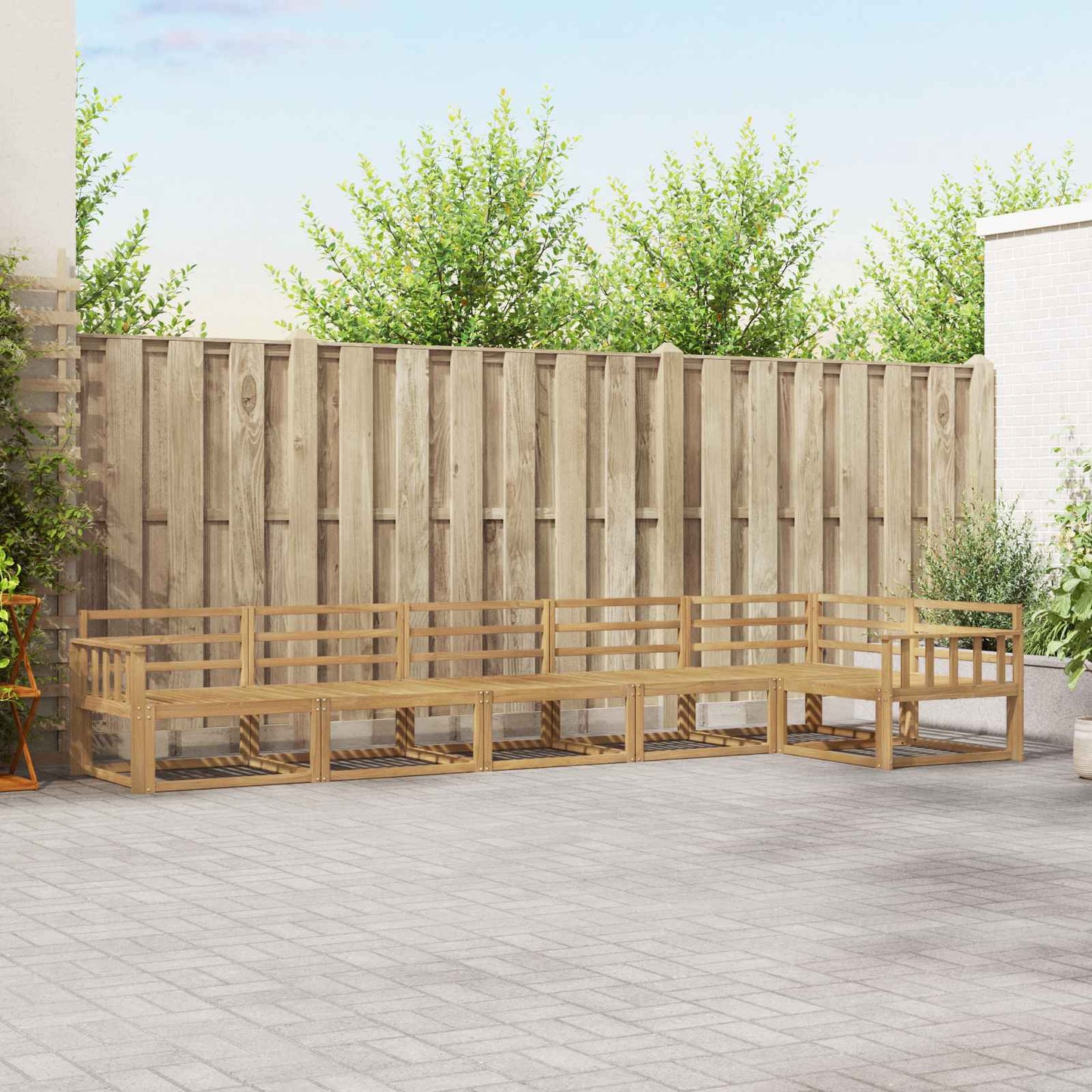 Buiten bankenset 6 pcs Wit 406 x 168,5 x 73 cm is nu te koop bij PeponiXL, paradijselijk wonen!