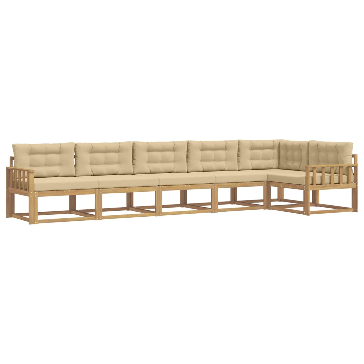 Buiten bankenset met kussen 4 pcs Wit en Beige Polyester is nu te koop bij PeponiXL, paradijselijk wonen!