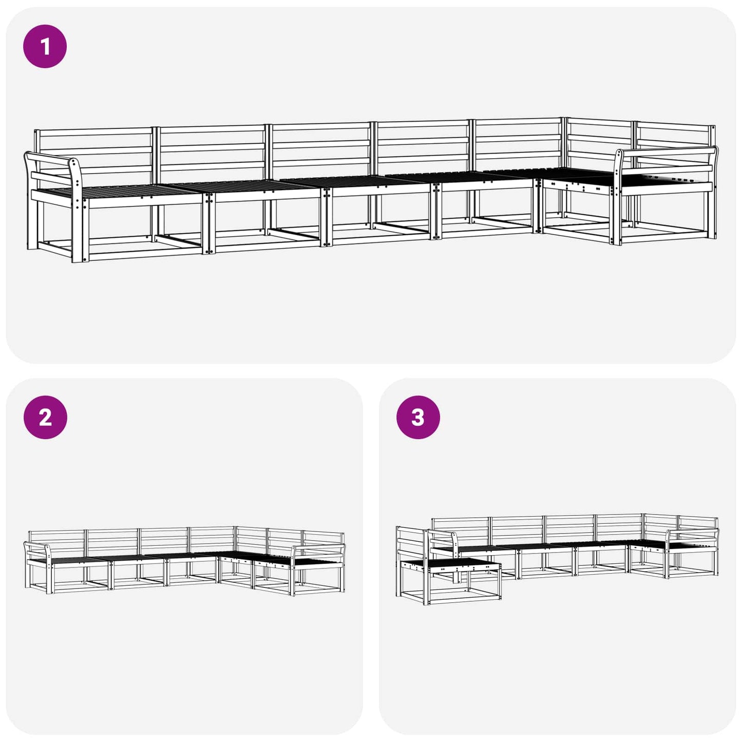 Buiten bankenset 6 pcs Wit 408 x 170,5 x 73 cm is nu te koop bij PeponiXL, paradijselijk wonen!