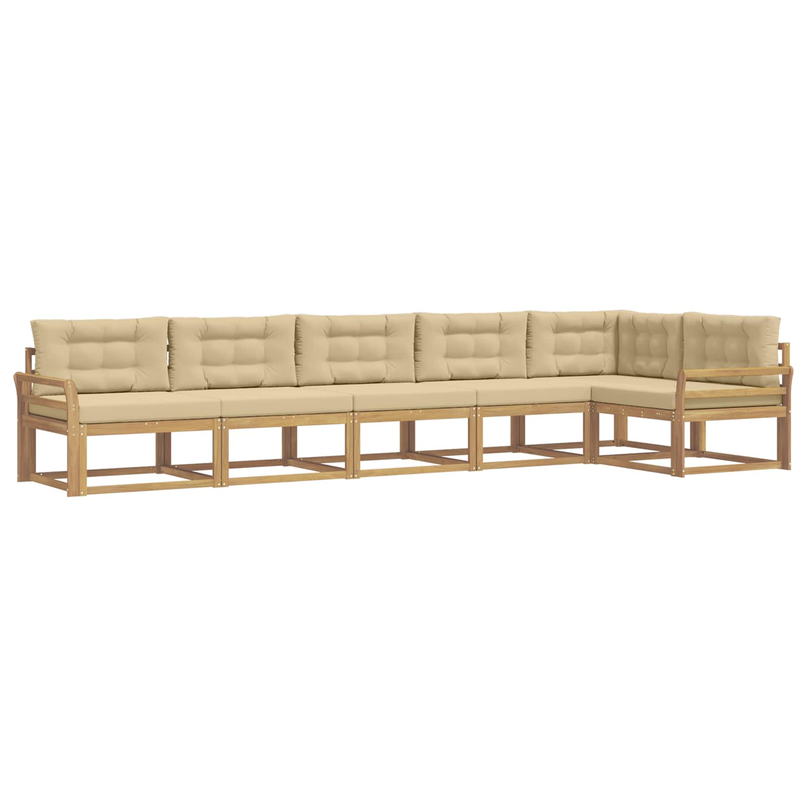 Buiten bankenset met kussen 4 pcs Wit en Beige Polyester is nu te koop bij PeponiXL, paradijselijk wonen!
