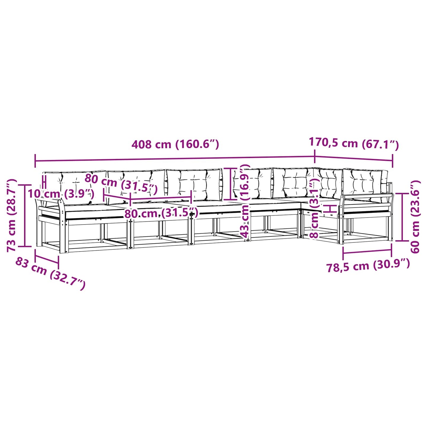 Buiten bankenset met kussen 4 pcs Wit en Beige Polyester is nu te koop bij PeponiXL, paradijselijk wonen!
