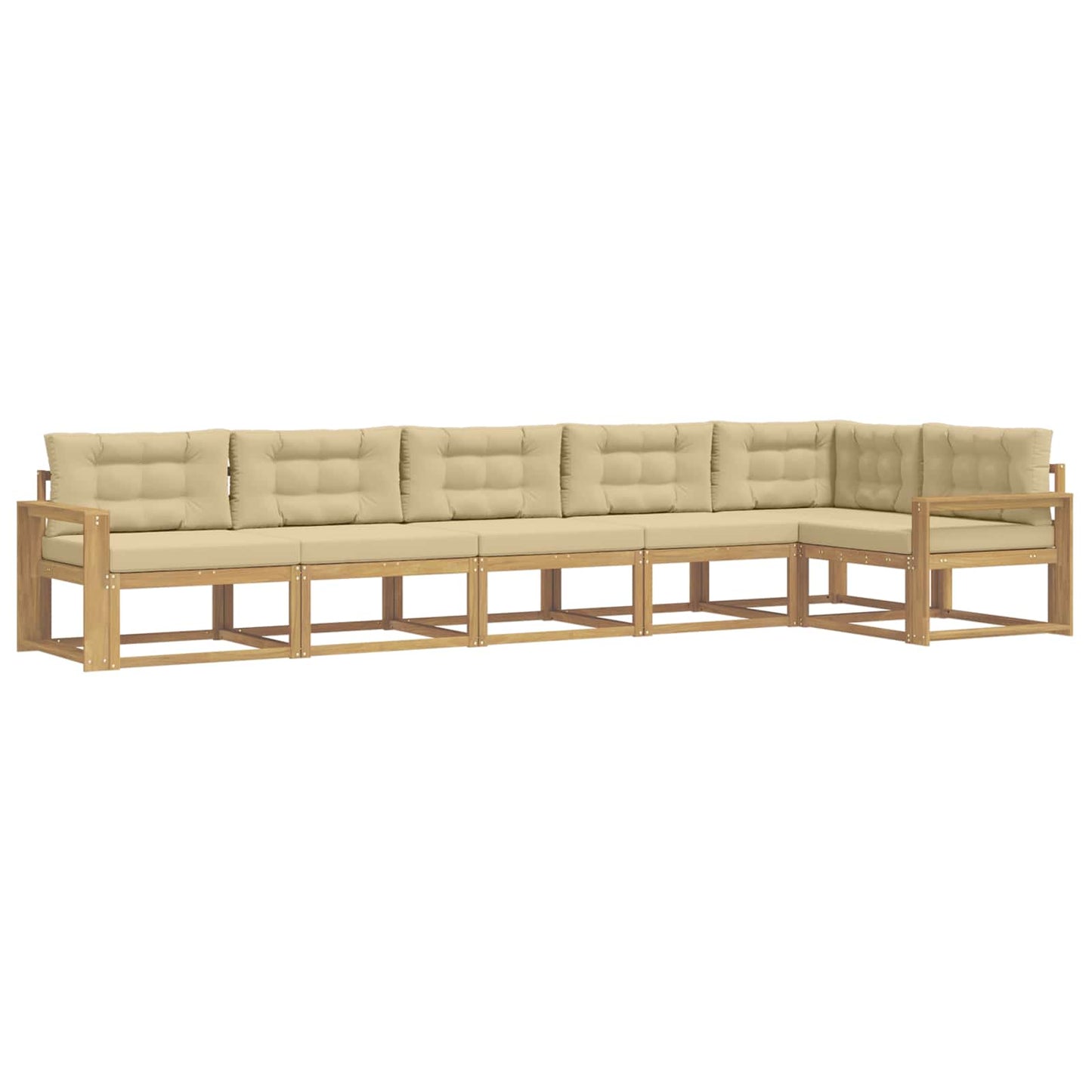 Buiten bankenset met kussen 4 pcs Wit en Beige Polyester is nu te koop bij PeponiXL, paradijselijk wonen!