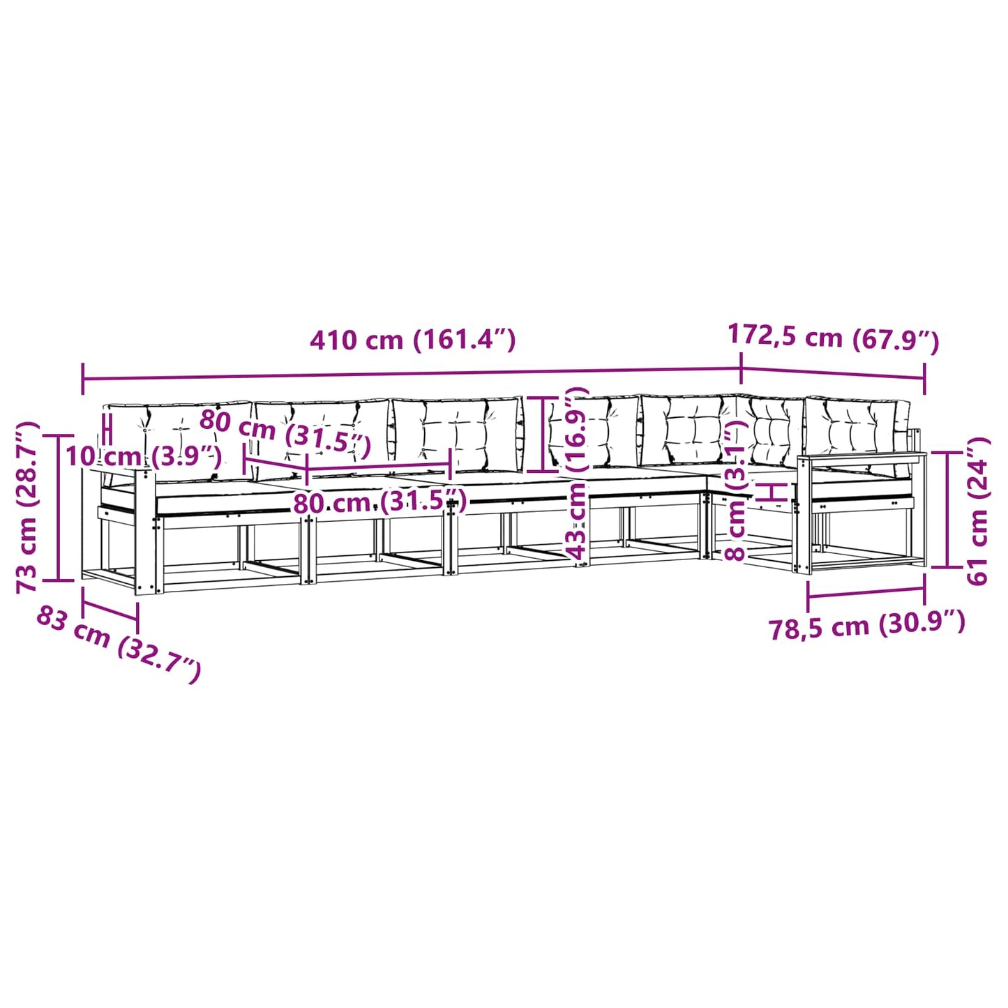 Buiten bankenset met kussen 4 pcs Wit en Beige Polyester is nu te koop bij PeponiXL, paradijselijk wonen!