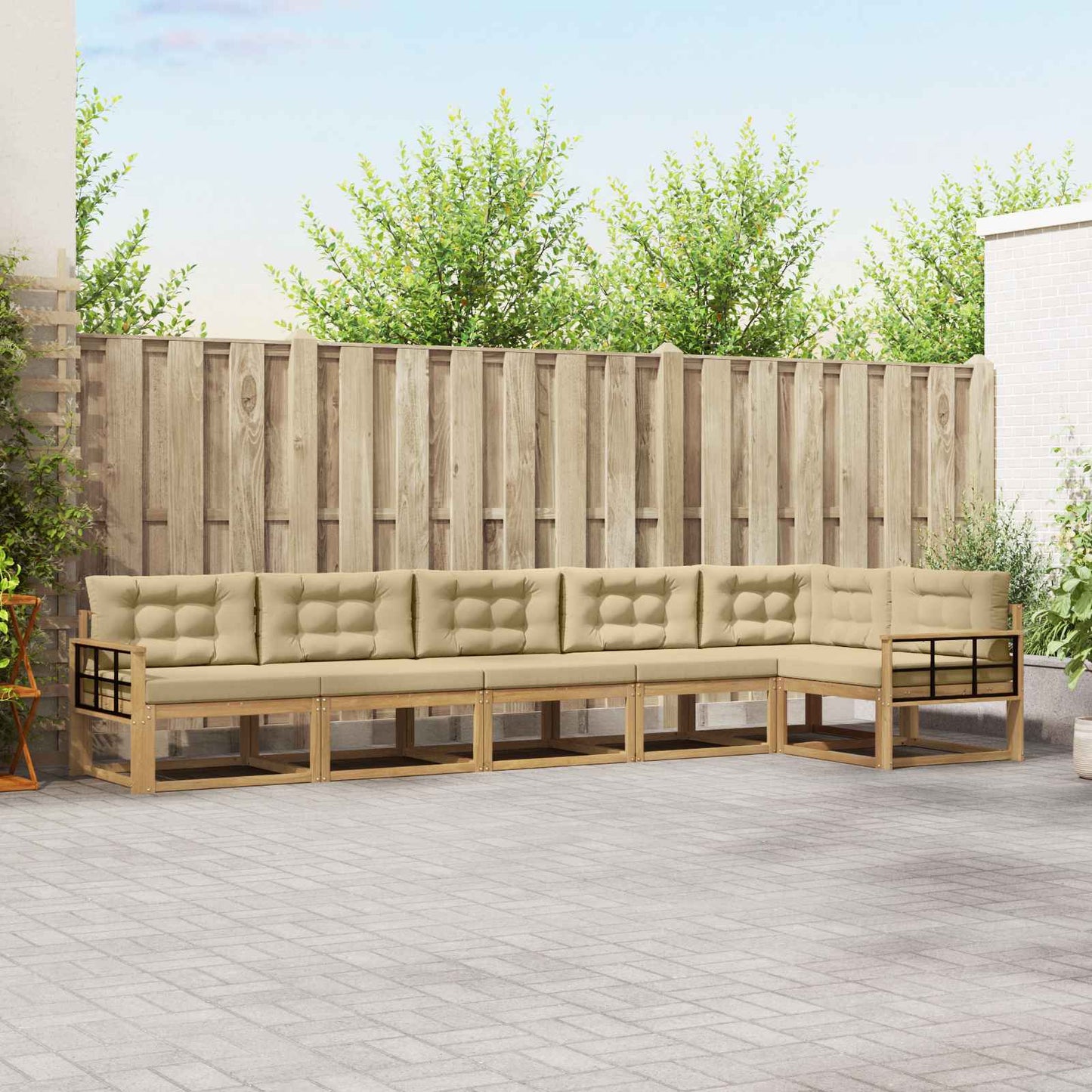 Buiten bankenset met kussen 4 pcs Wit en Beige Polyester is nu te koop bij PeponiXL, paradijselijk wonen!