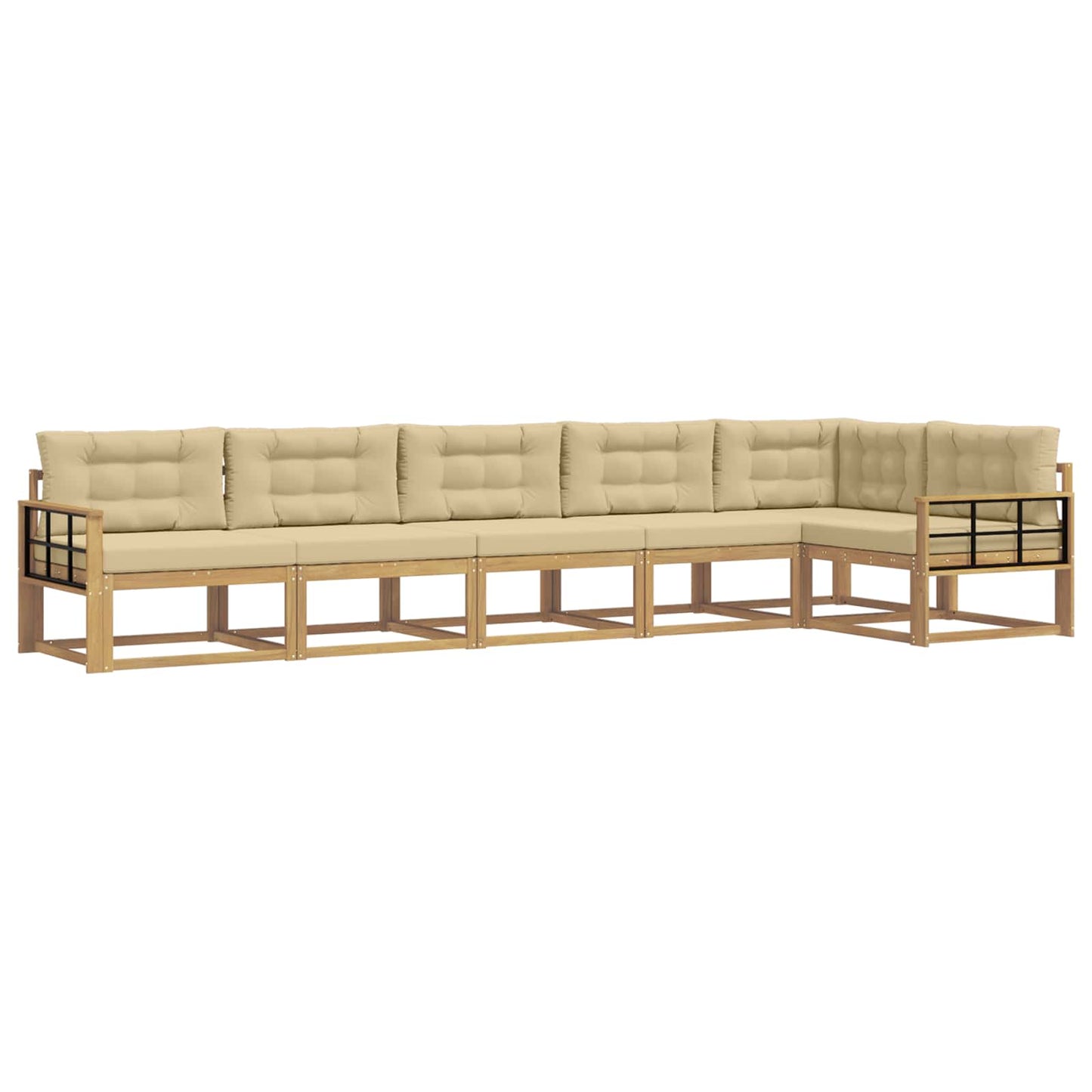 Buiten bankenset met kussen 4 pcs Wit en Beige Polyester is nu te koop bij PeponiXL, paradijselijk wonen!