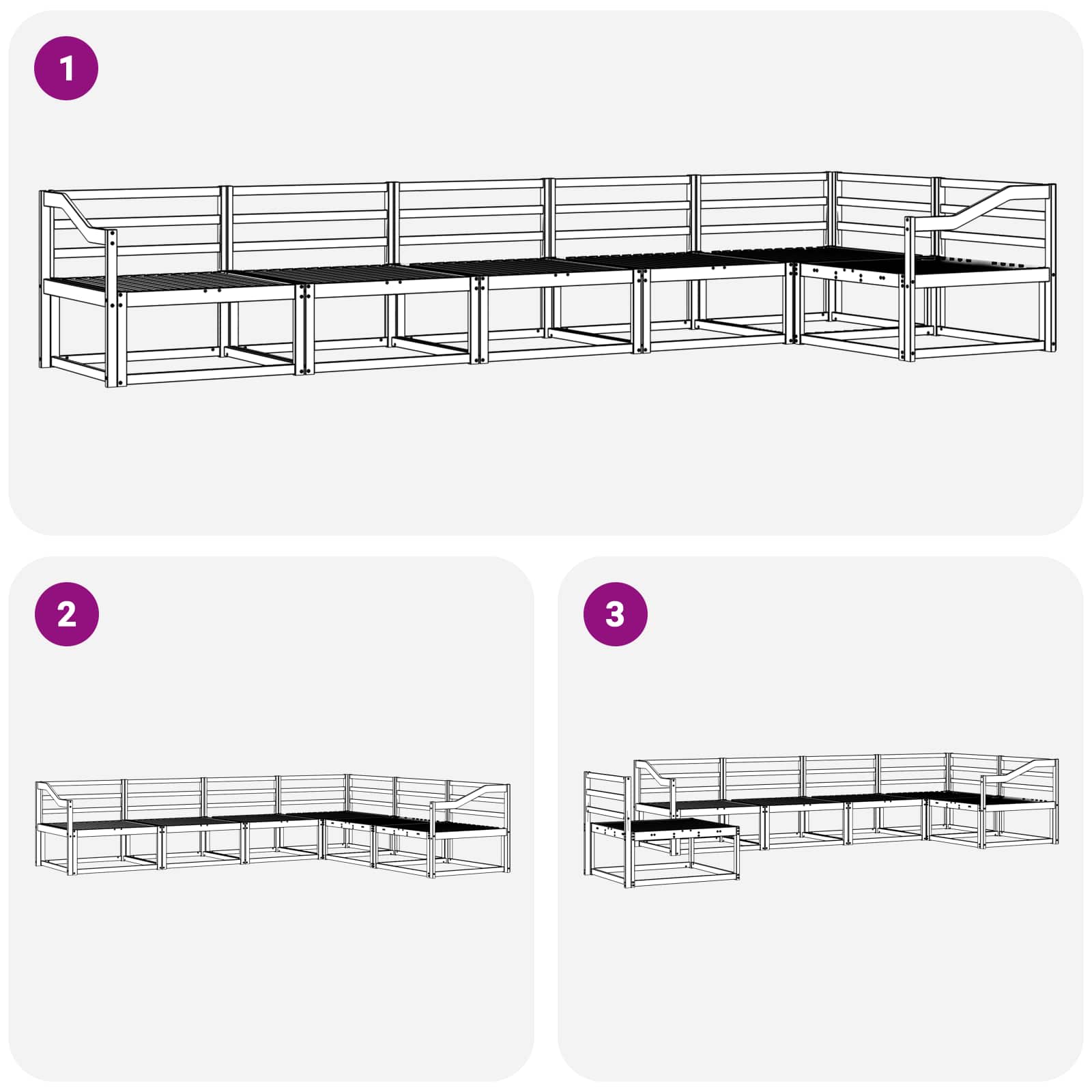 Buiten bankenset 6 pcs Wit 404 x 166,5 x 73 cm is nu te koop bij PeponiXL, paradijselijk wonen!