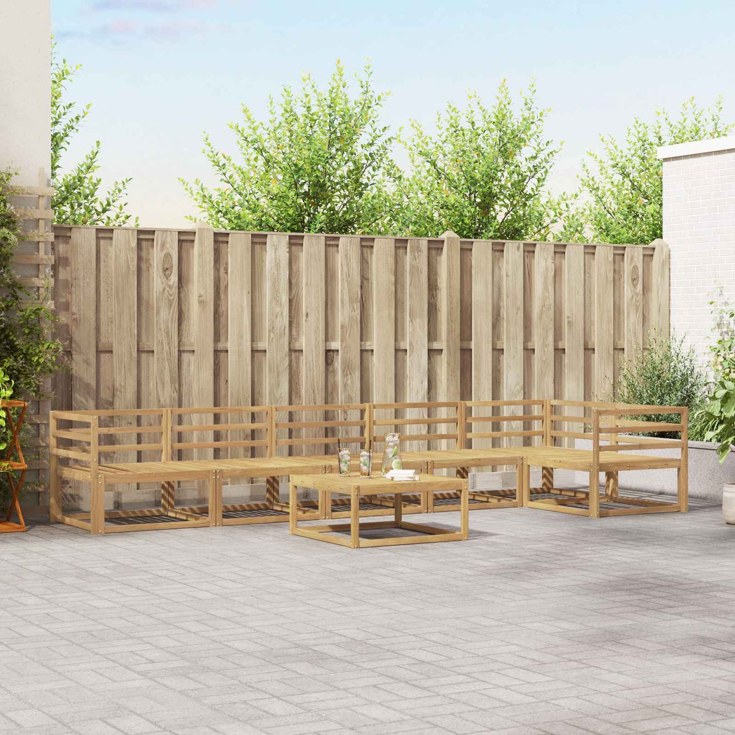 Buiten bankenset 7 pcs Wit 79 x 79 x 37 cm Massief Acaciahout is nu te koop bij PeponiXL, paradijselijk wonen!