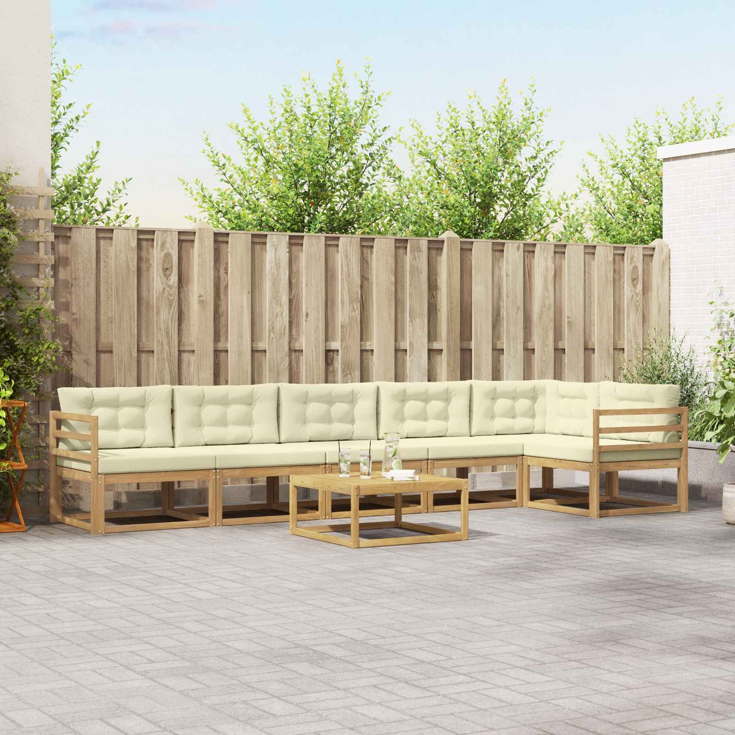 Buiten bankenset 7 pcs Wit en crèmekleurig 79 x 79 x 37 cm is nu te koop bij PeponiXL, paradijselijk wonen!