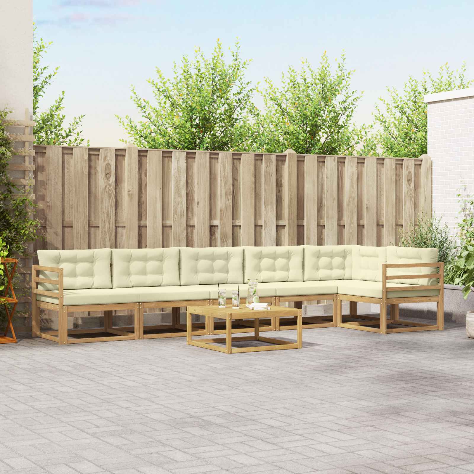 Buiten bankenset 7 pcs Wit en crèmekleurig 79 x 79 x 37 cm is nu te koop bij PeponiXL, paradijselijk wonen!