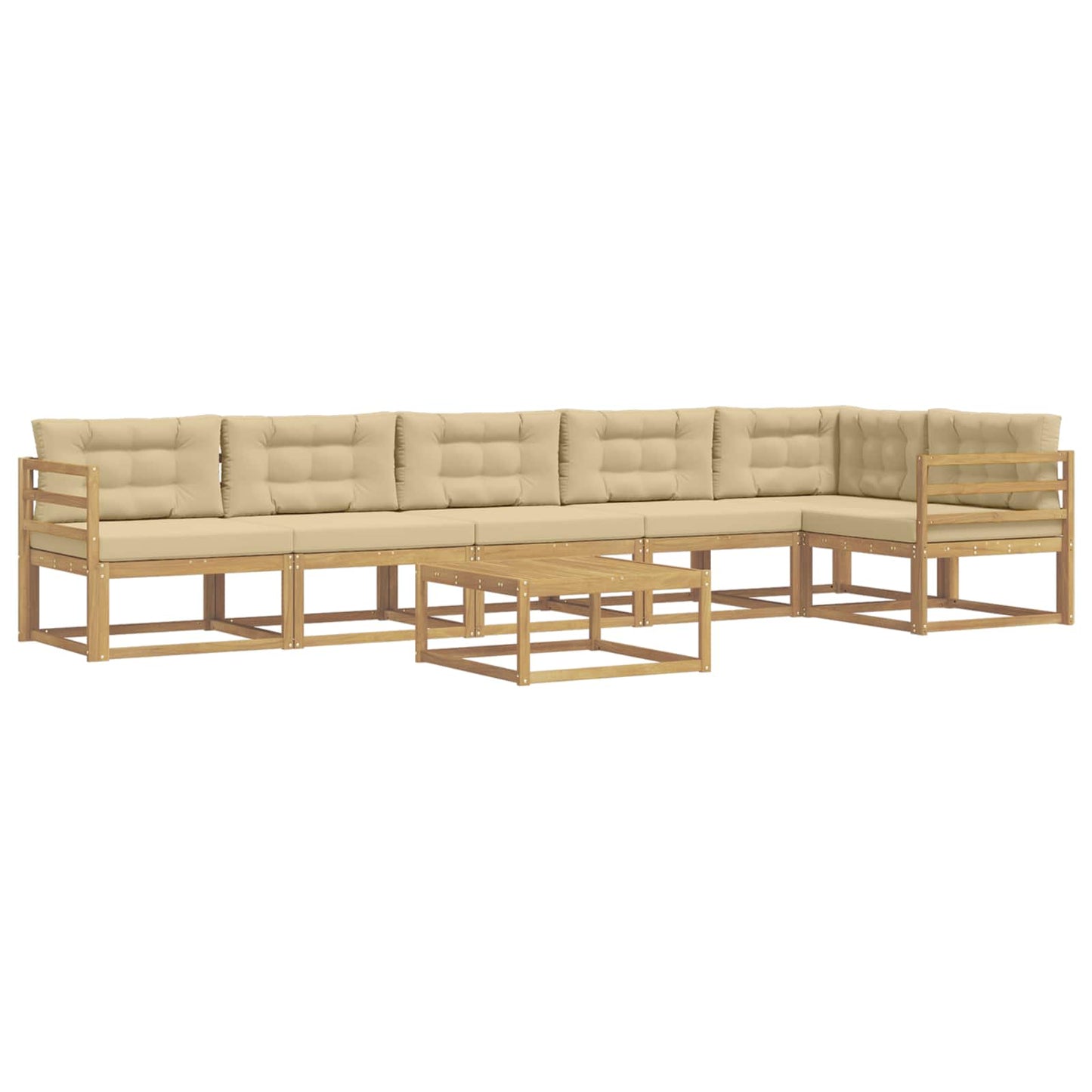 Buiten bankenset 7 pcs Wit en Beige 79 x 79 x 37 cm Polyester is nu te koop bij PeponiXL, paradijselijk wonen!