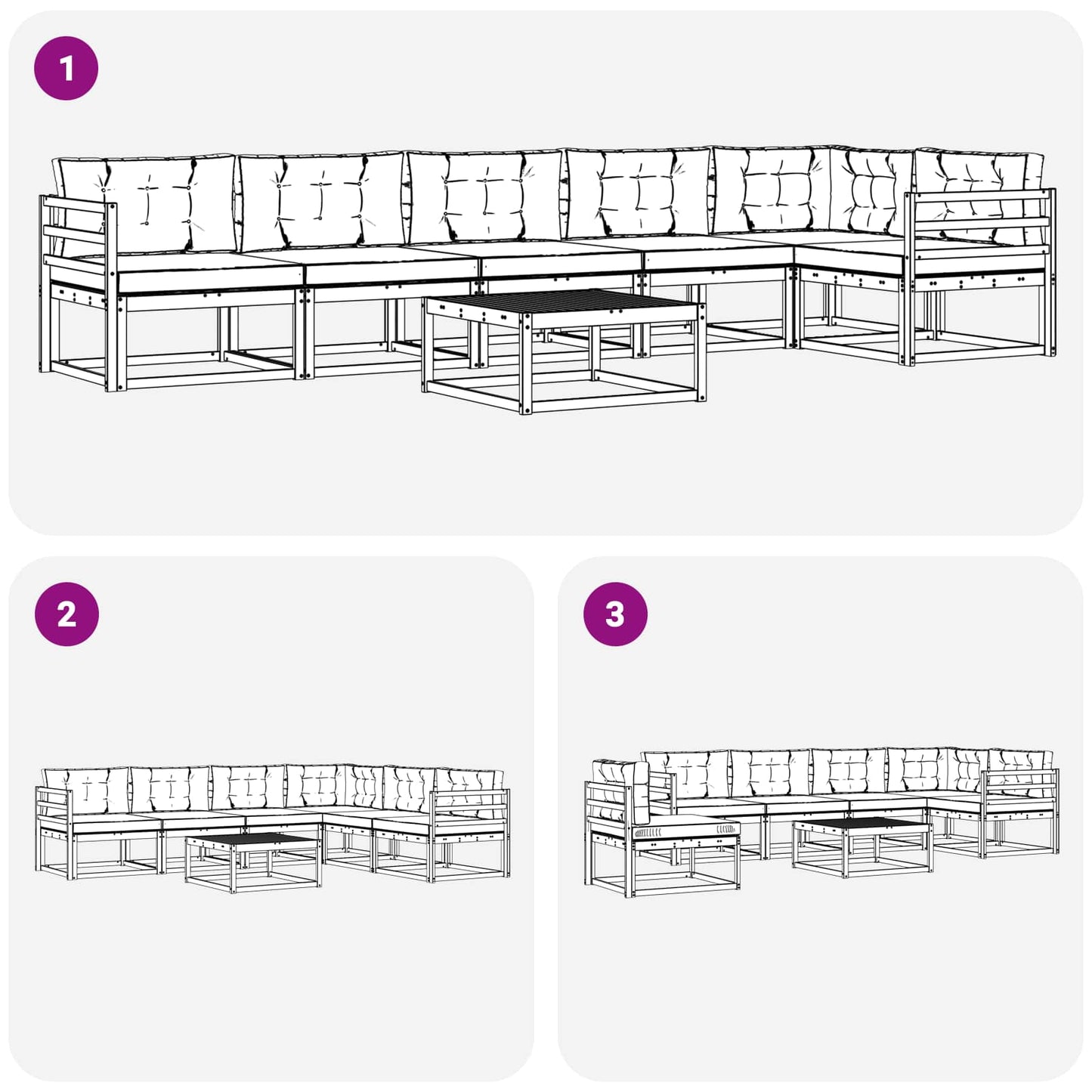 Buiten bankenset 7 pcs Wit en Beige 79 x 79 x 37 cm Polyester is nu te koop bij PeponiXL, paradijselijk wonen!