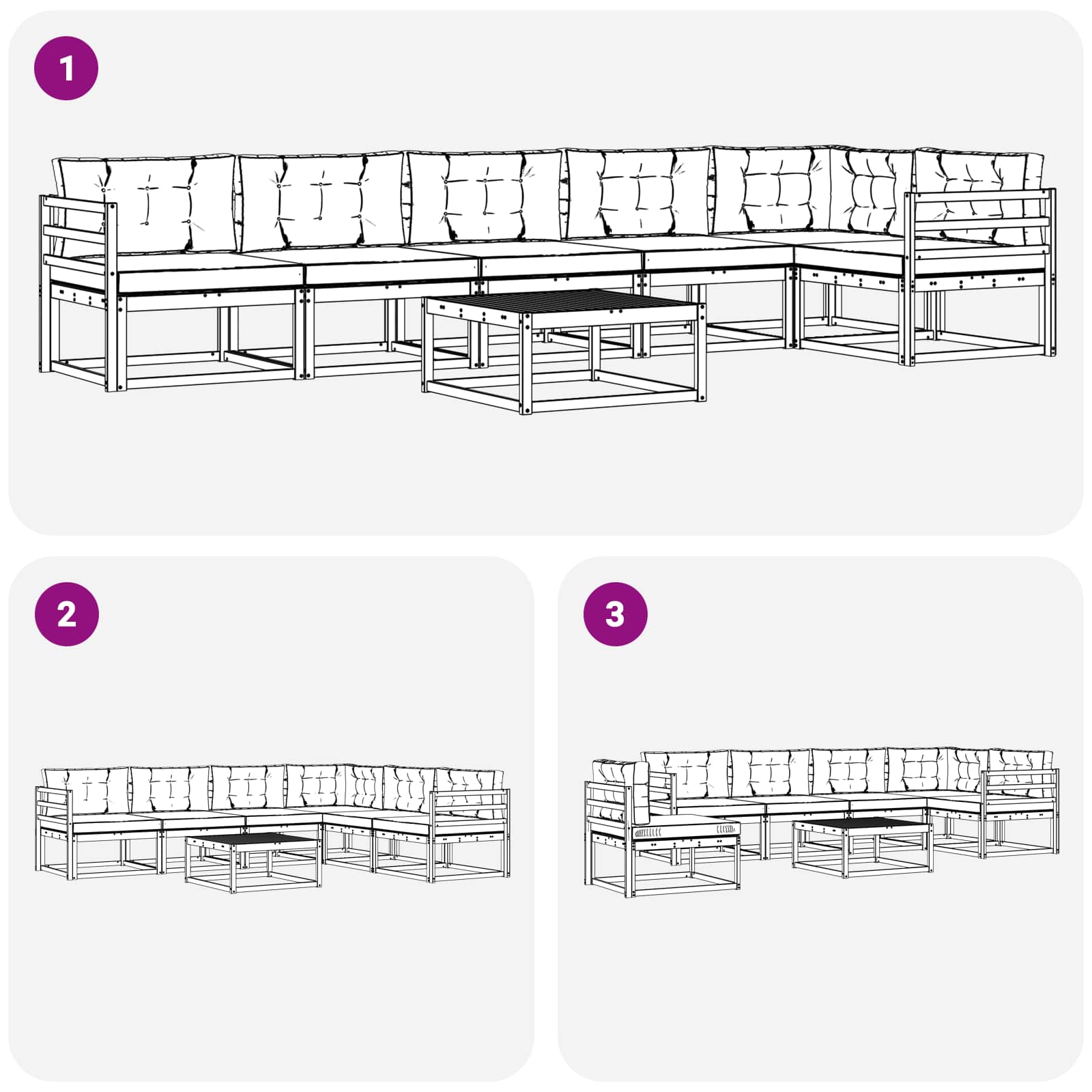 Buiten bankenset 7 pcs Wit en Beige 79 x 79 x 37 cm Polyester is nu te koop bij PeponiXL, paradijselijk wonen!