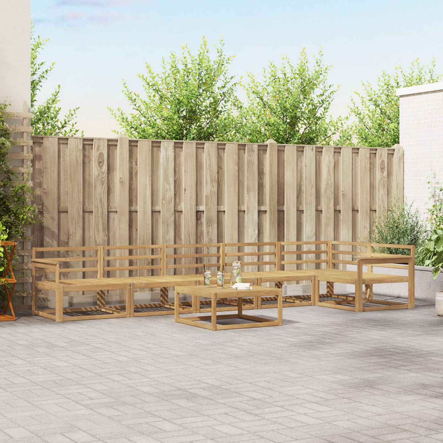 Buiten bankenset 7 pcs Wit 79 x 79 x 37 cm Massief Acaciahout is nu te koop bij PeponiXL, paradijselijk wonen!