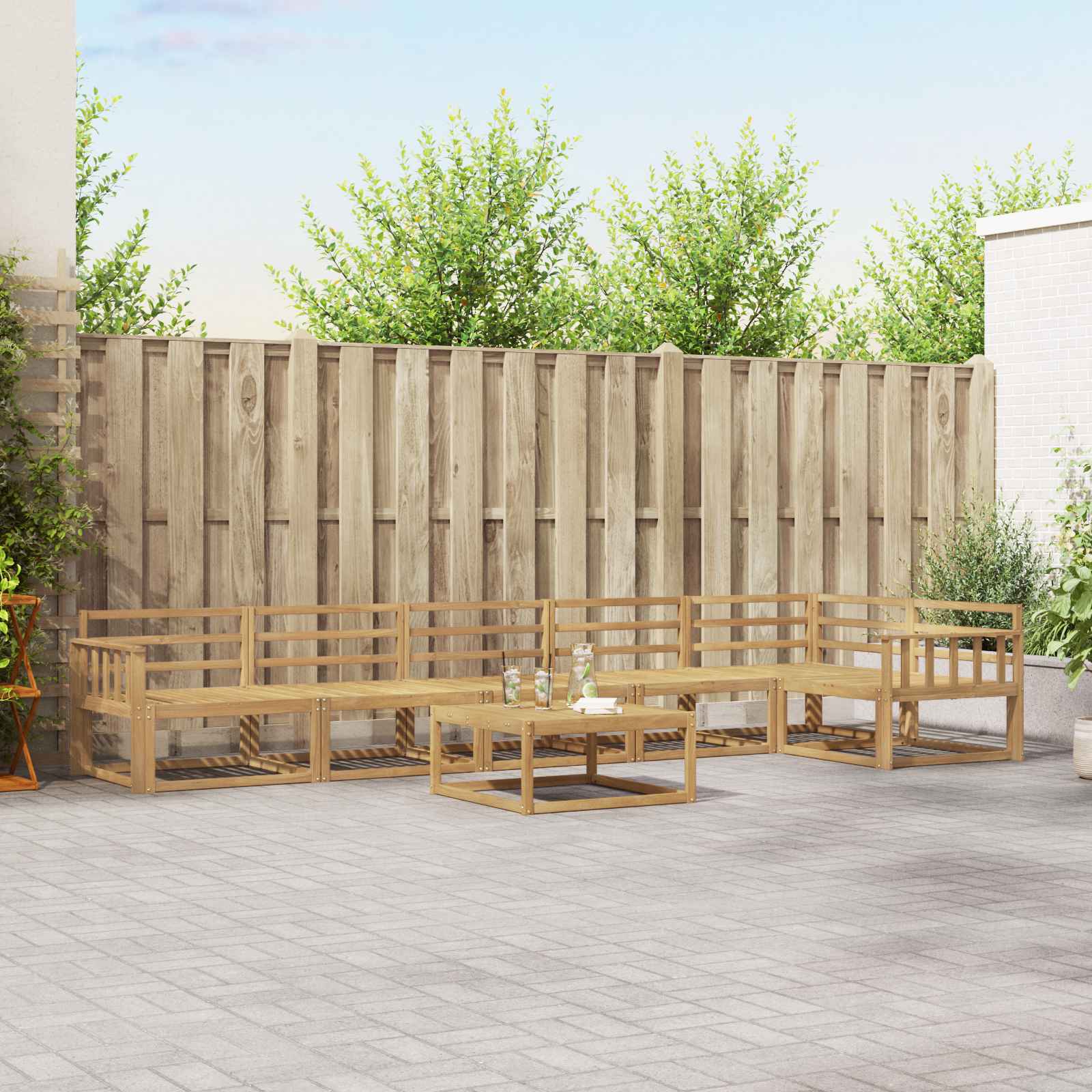 Buiten bankenset 7 pcs Wit 79 x 79 x 37 cm Massief Acaciahout is nu te koop bij PeponiXL, paradijselijk wonen!