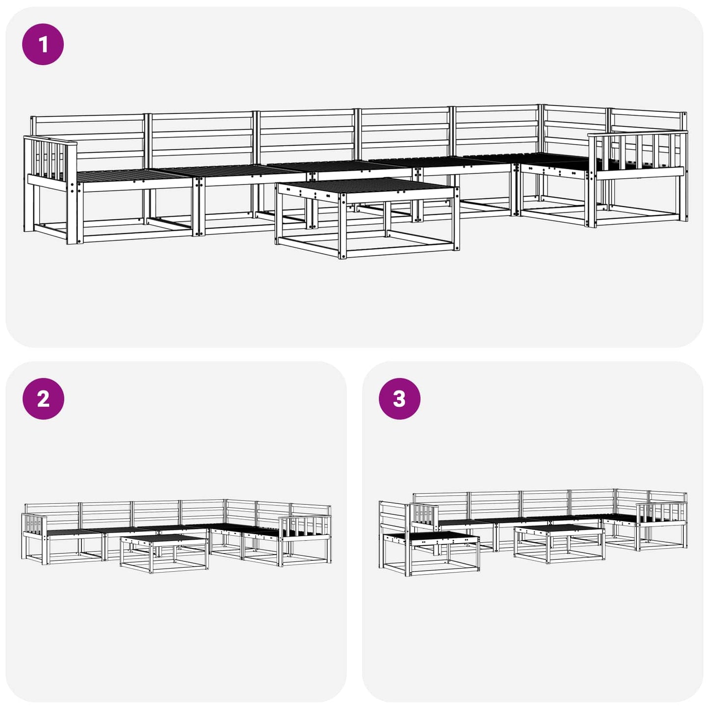 Buiten bankenset 7 pcs Wit 79 x 79 x 37 cm Massief Acaciahout is nu te koop bij PeponiXL, paradijselijk wonen!