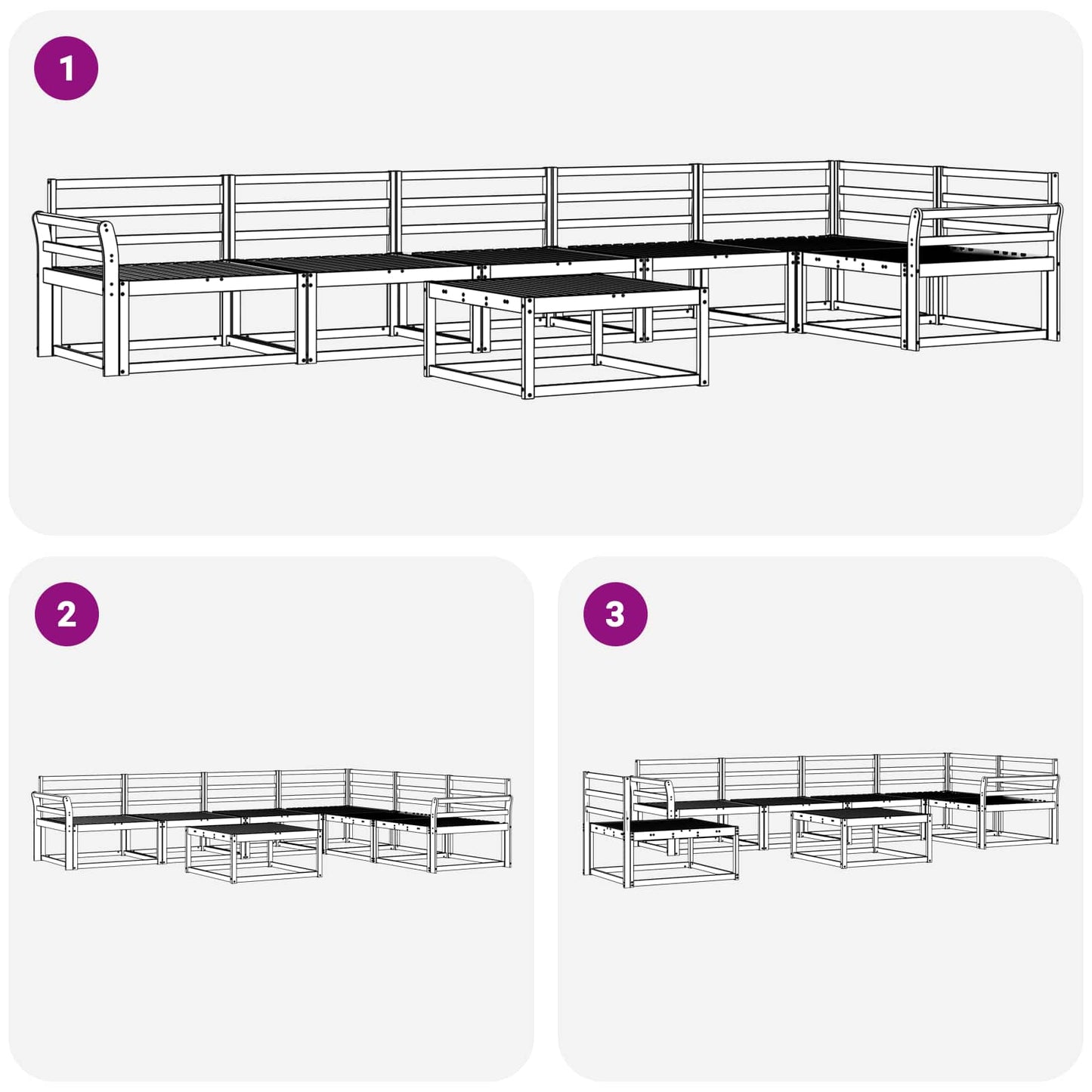Buiten bankenset 7 pcs Wit 79 x 79 x 37 cm Massief Acaciahout is nu te koop bij PeponiXL, paradijselijk wonen!