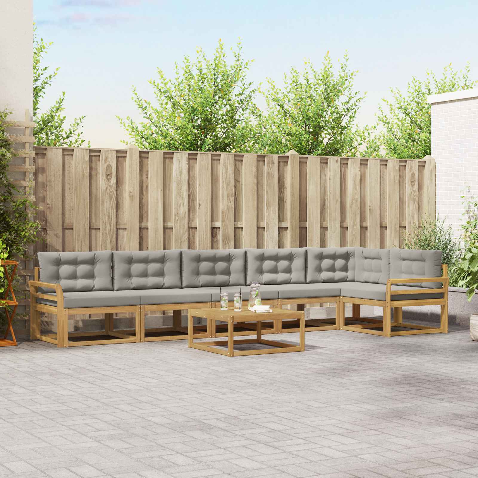 Buiten bankenset 7 pcs Wit en Lichtgrijs 79 x 79 x 37 cm is nu te koop bij PeponiXL, paradijselijk wonen!