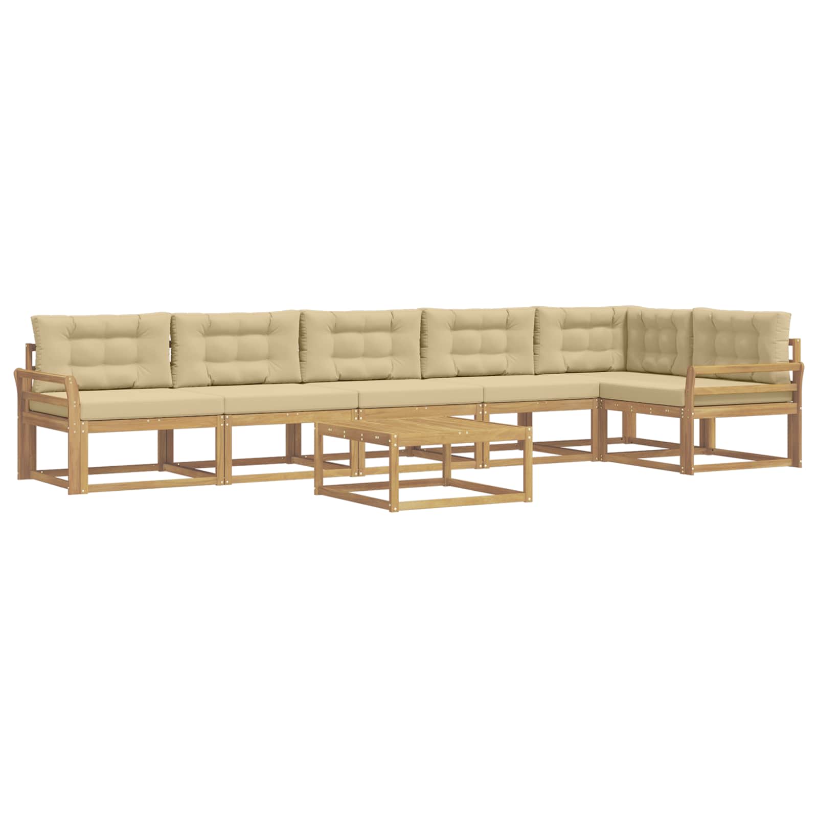Buiten bankenset 7 pcs Wit en Beige 79 x 79 x 37 cm Polyester is nu te koop bij PeponiXL, paradijselijk wonen!