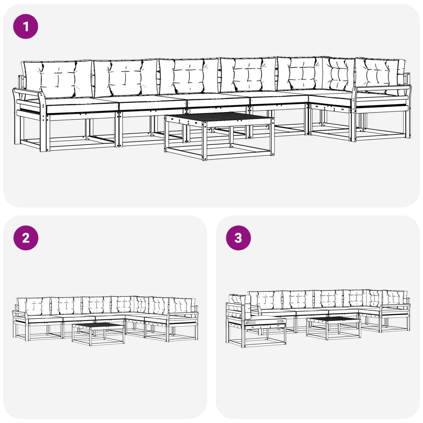 Buiten bankenset 7 pcs Wit en Beige 79 x 79 x 37 cm Polyester is nu te koop bij PeponiXL, paradijselijk wonen!