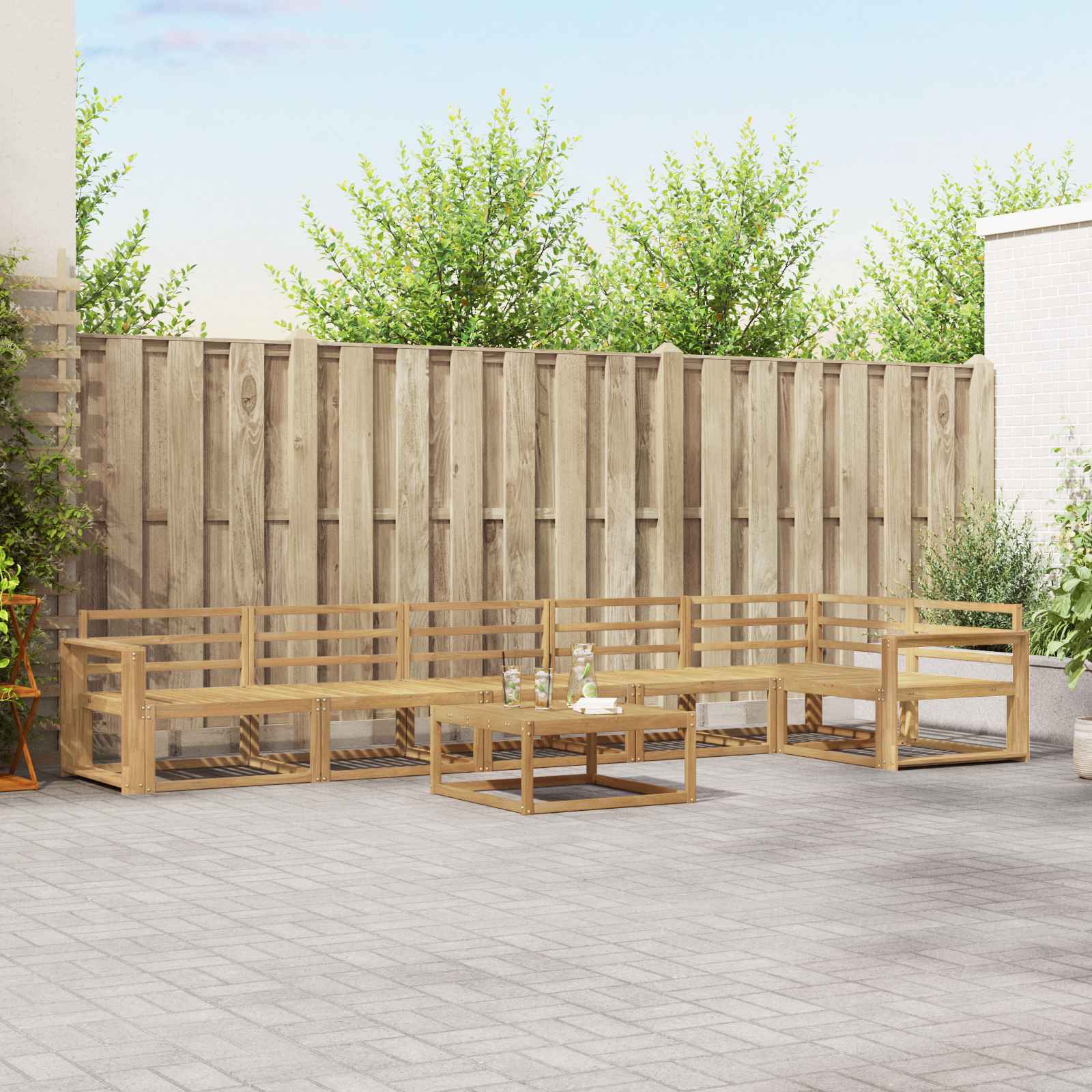 Buiten bankenset 7 pcs Wit 79 x 79 x 37 cm Massief Acaciahout is nu te koop bij PeponiXL, paradijselijk wonen!