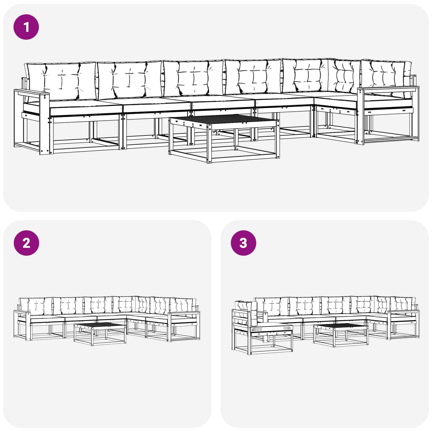 Buiten bankenset 7 pcs Wit en crèmekleurig 79 x 79 x 37 cm is nu te koop bij PeponiXL, paradijselijk wonen!