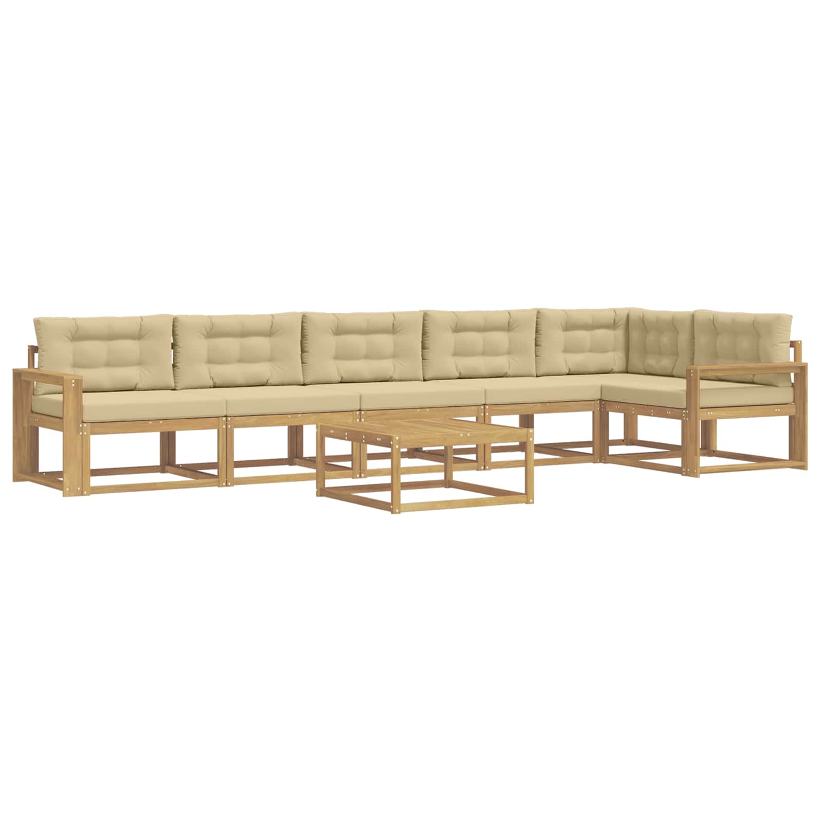 Buiten bankenset 7 pcs Wit en Beige 79 x 79 x 37 cm Polyester is nu te koop bij PeponiXL, paradijselijk wonen!