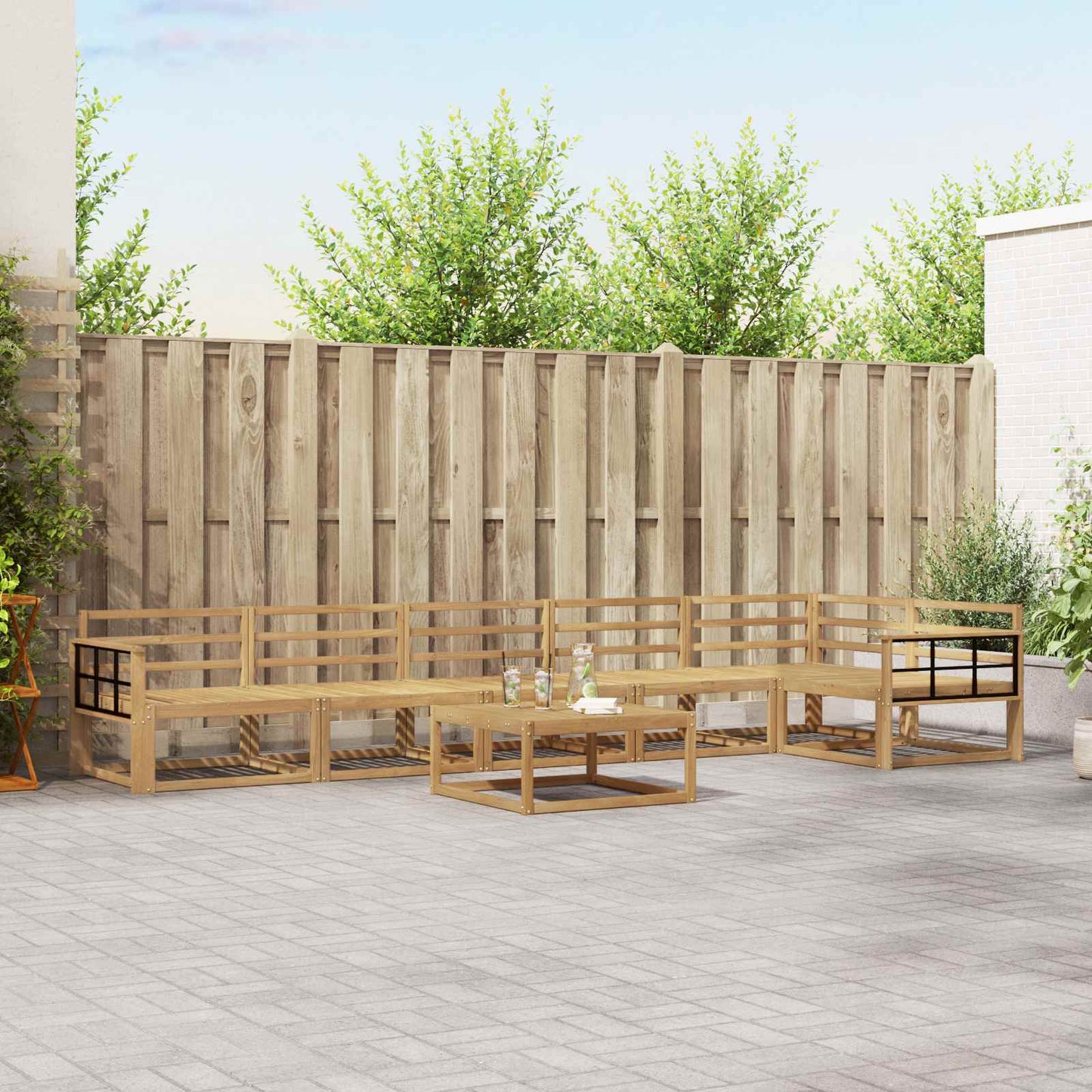 Buiten bankenset 7 pcs Wit 79 x 79 x 37 cm Massief Acaciahout is nu te koop bij PeponiXL, paradijselijk wonen!