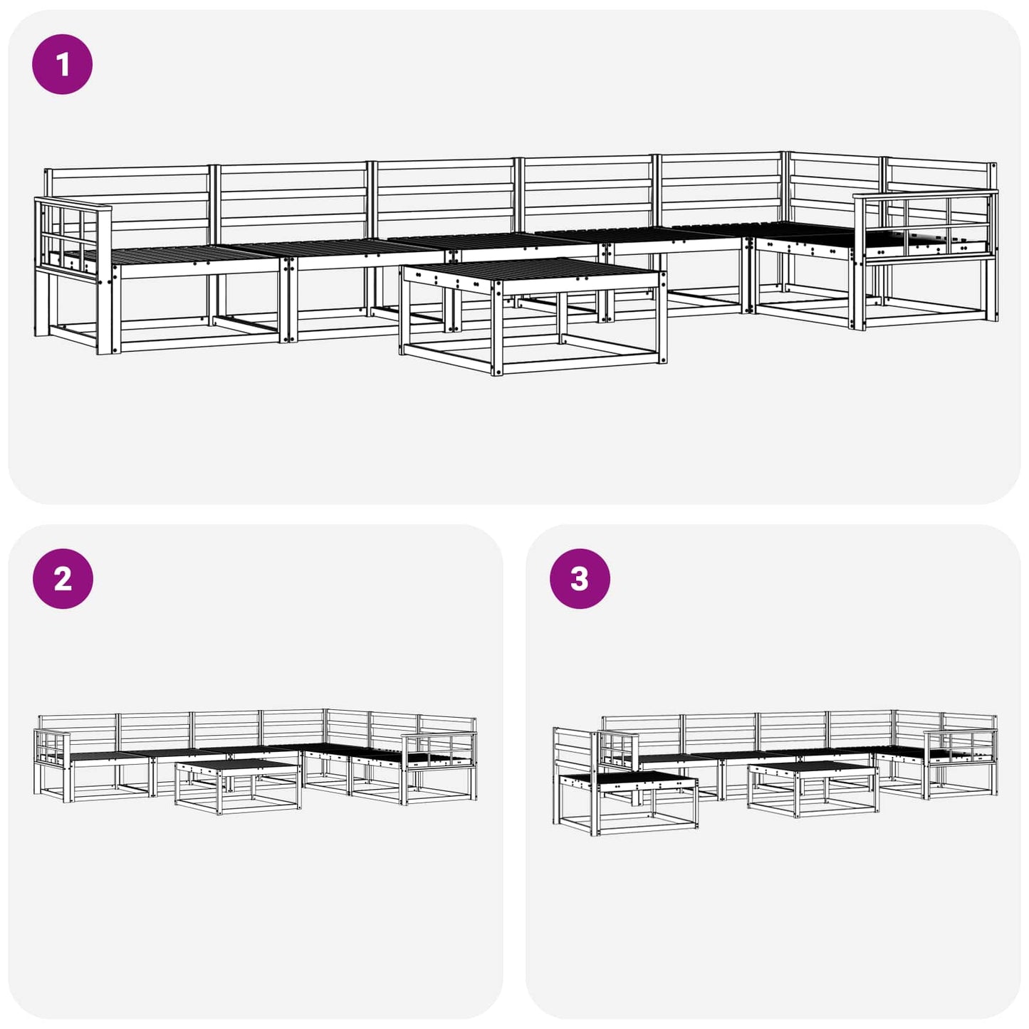 Buiten bankenset 7 pcs Wit 79 x 79 x 37 cm Massief Acaciahout is nu te koop bij PeponiXL, paradijselijk wonen!
