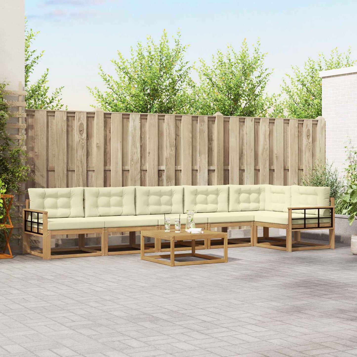 Buiten bankenset 7 pcs Wit en crèmekleurig 79 x 79 x 37 cm is nu te koop bij PeponiXL, paradijselijk wonen!