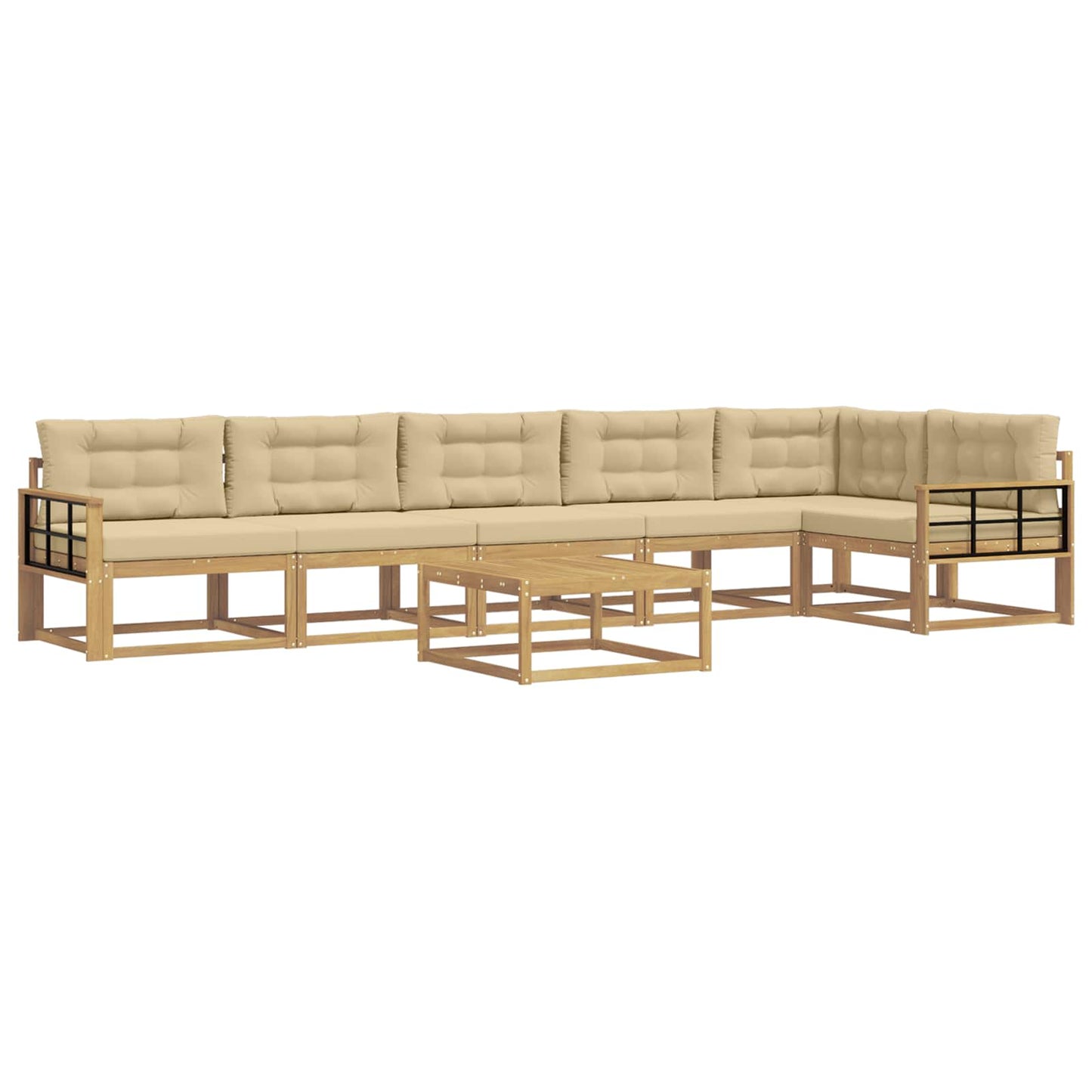 Buiten bankenset 7 pcs Wit en Beige 79 x 79 x 37 cm Polyester is nu te koop bij PeponiXL, paradijselijk wonen!