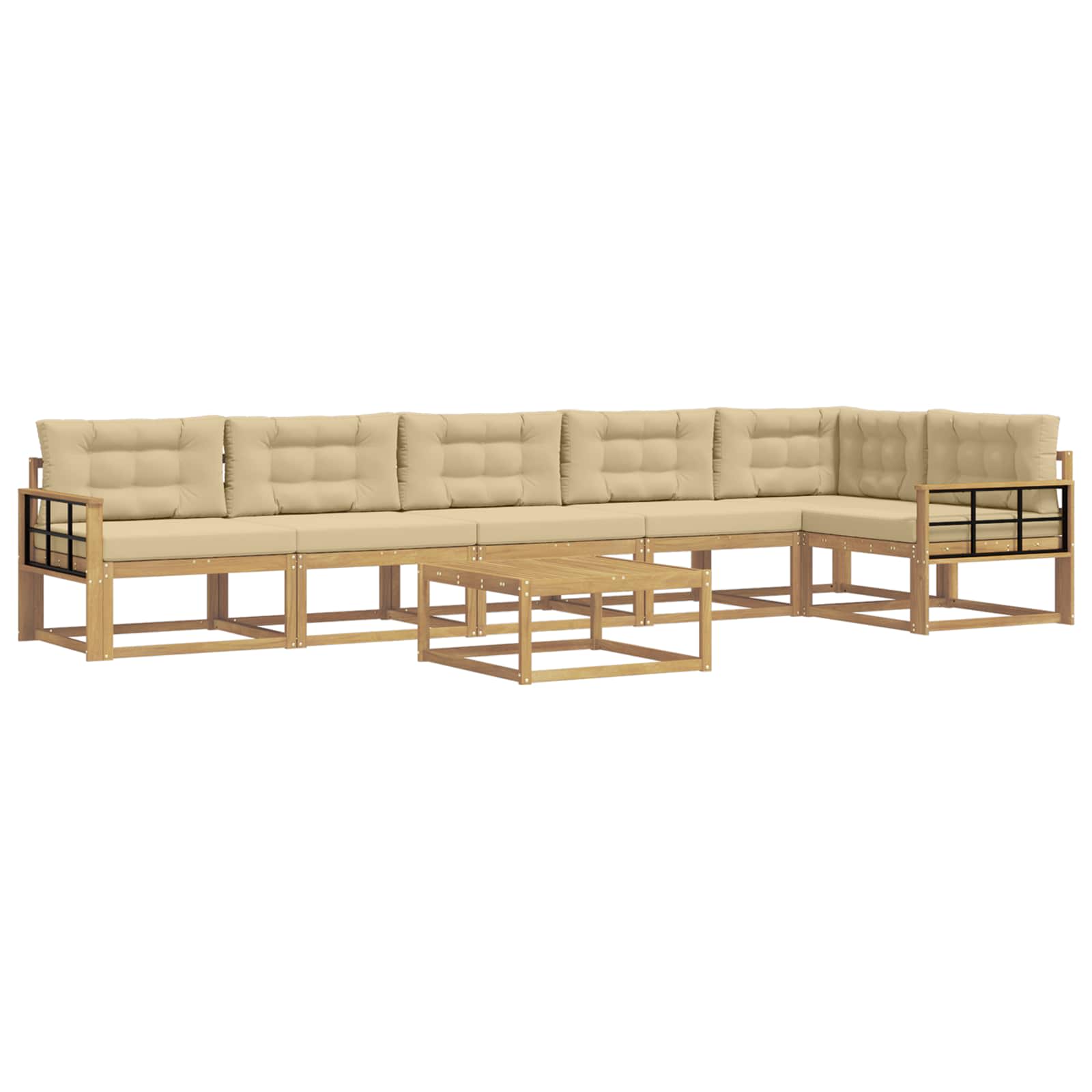 Buiten bankenset 7 pcs Wit en Beige 79 x 79 x 37 cm Polyester is nu te koop bij PeponiXL, paradijselijk wonen!