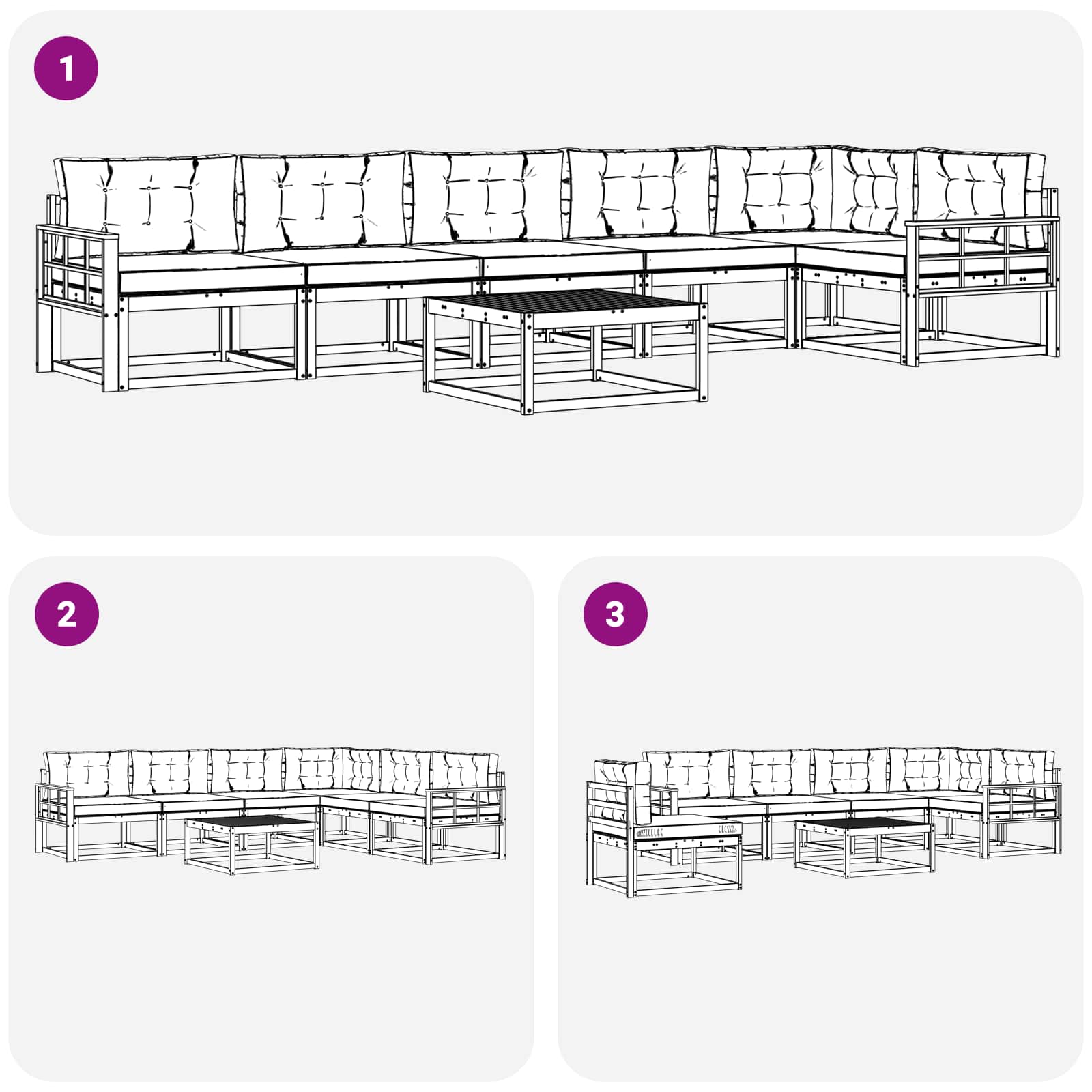Buiten bankenset 7 pcs Wit en Beige 79 x 79 x 37 cm Polyester is nu te koop bij PeponiXL, paradijselijk wonen!