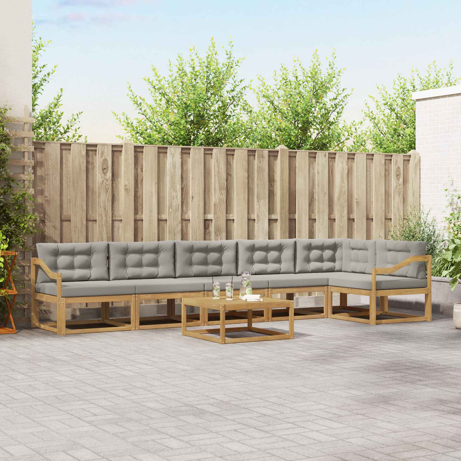 Buiten bankenset 7 pcs Wit en Lichtgrijs 79 x 79 x 37 cm is nu te koop bij PeponiXL, paradijselijk wonen!