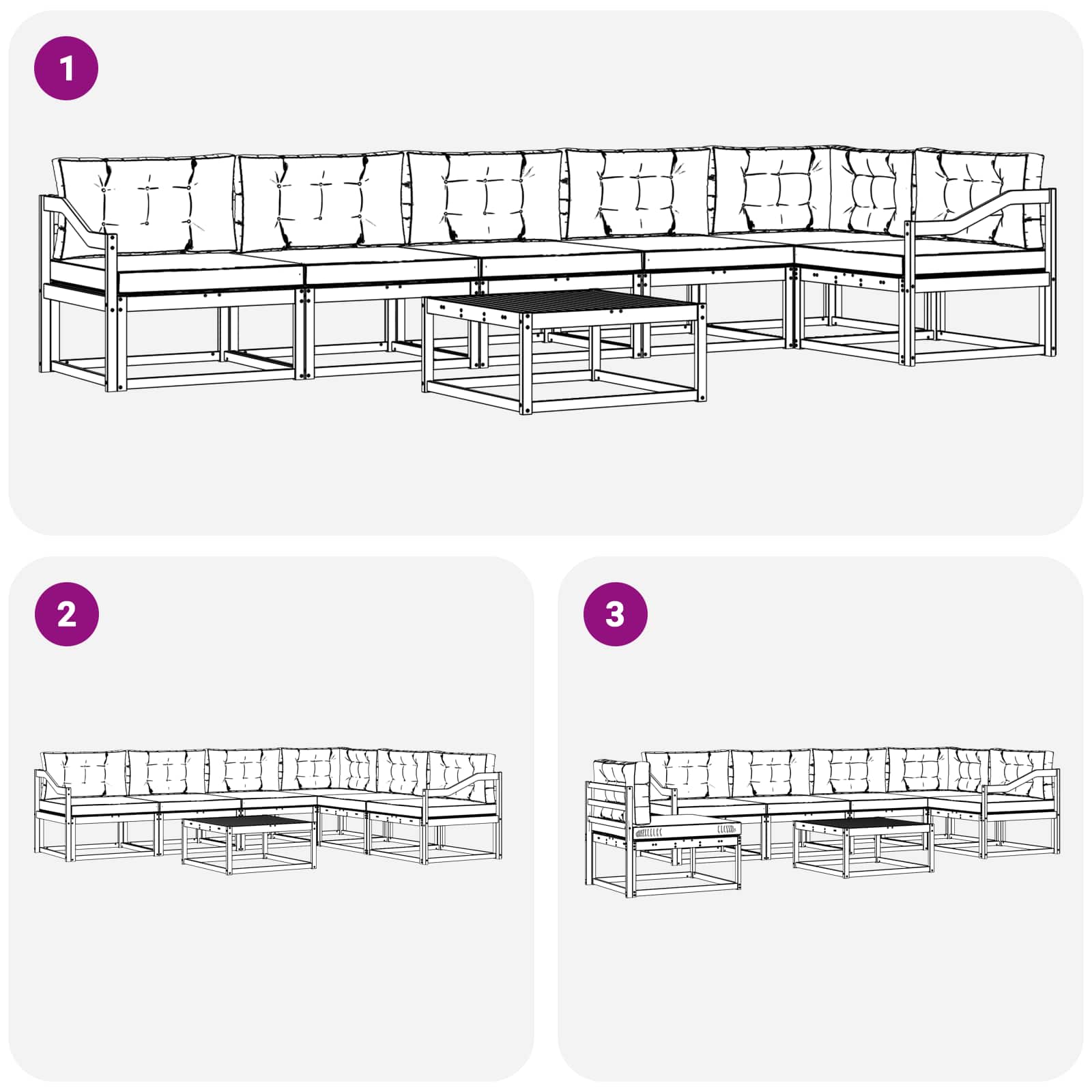Buiten bankenset 7 pcs Wit en antracietkleurig 79 x 79 x 37 cm is nu te koop bij PeponiXL, paradijselijk wonen!